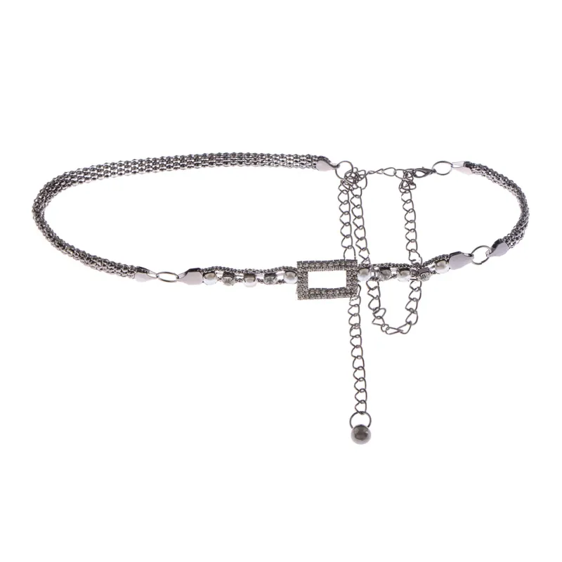 Anna-Kaci Women's Crystal Square Accent Waist Chain Adjustable Belly Jewelry sold by Anna-Kaci