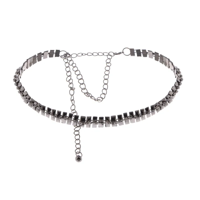 Anna-Kaci Women's Geometric Waist Chain with Square Link Design and Crystal Accents sold by Anna-Kaci