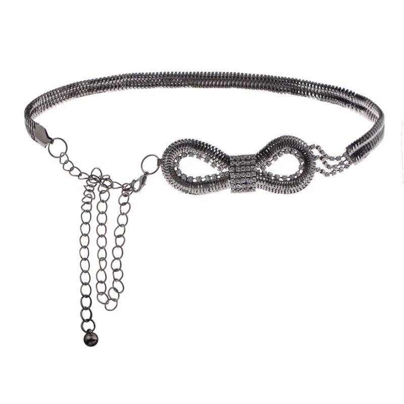 Anna-Kaci Women's Bow Waist Chain with Crystal Accents and Adjustable Extender sold by Anna-Kaci