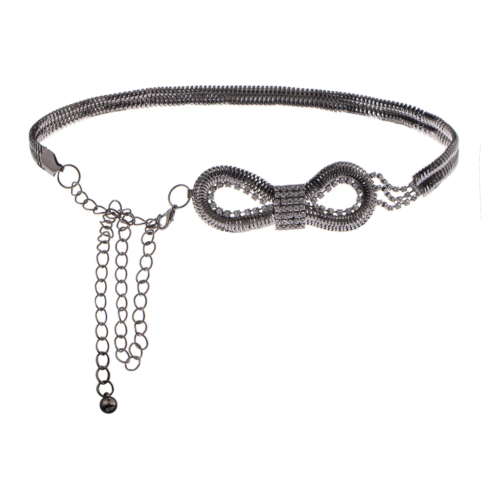 Anna-Kaci Women's Bow Waist Chain with Crystal Accents and Adjustable Extender sold by Anna-Kaci