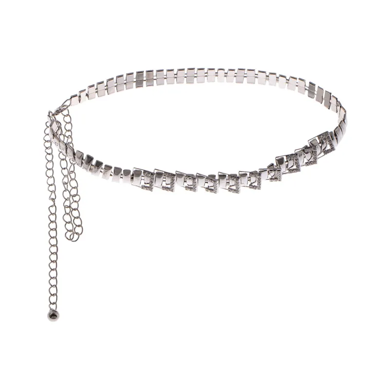 Anna-Kaci Women's Geometric Square Link Waist Chain with Adjustable Extender and Shimmering Accents sold by Anna-Kaci