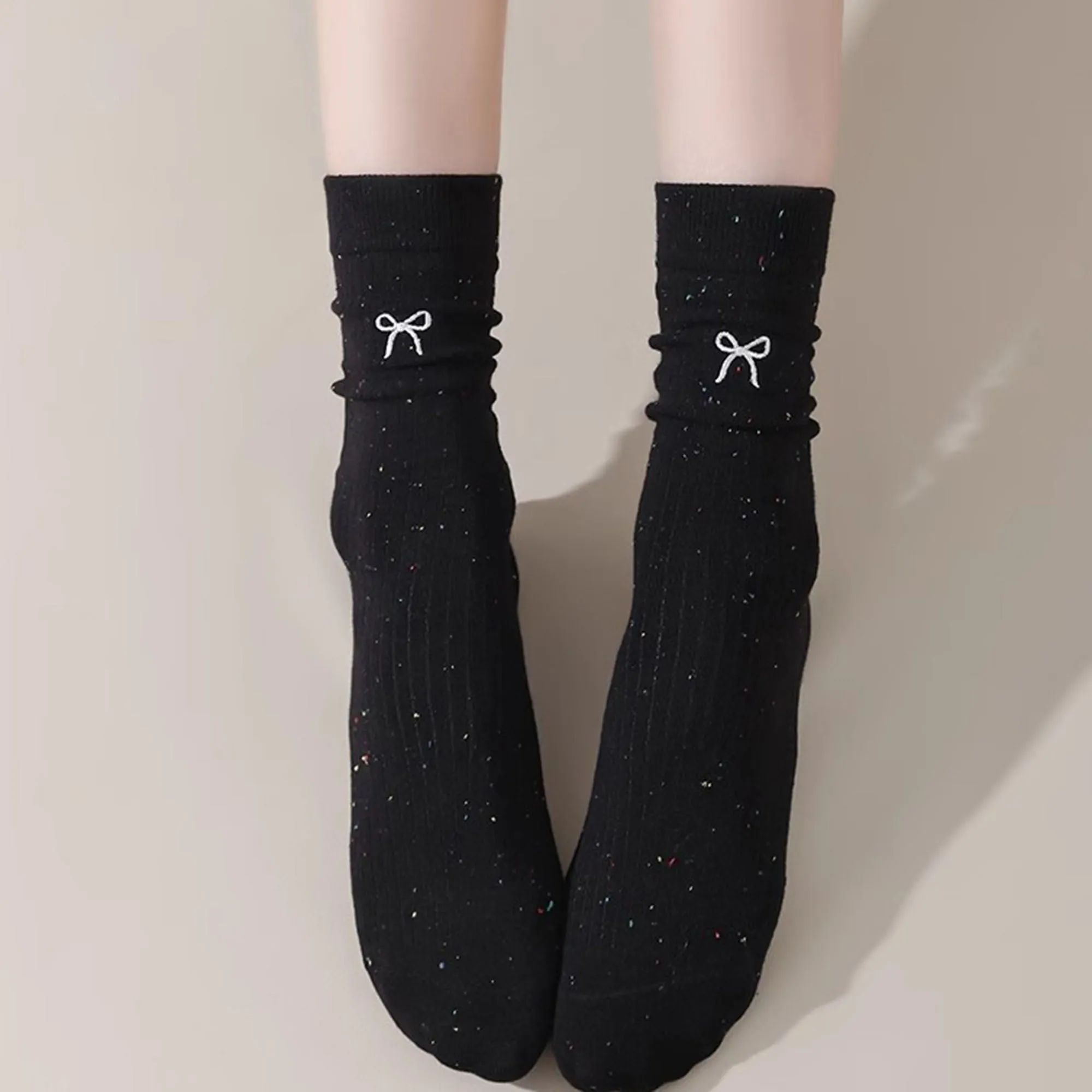 Anna-Kaci Women's 3 - Pack Crew Socks with Embroidered Bow Detail and Soft Ribbed Knit Fabric sold by Anna-Kaci product image thumbnail 3
