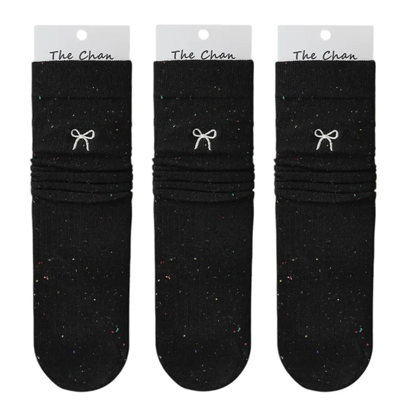 Anna-Kaci Women's 3 - Pack Crew Socks with Embroidered Bow Detail and Soft Ribbed Knit Fabric sold by Anna-Kaci