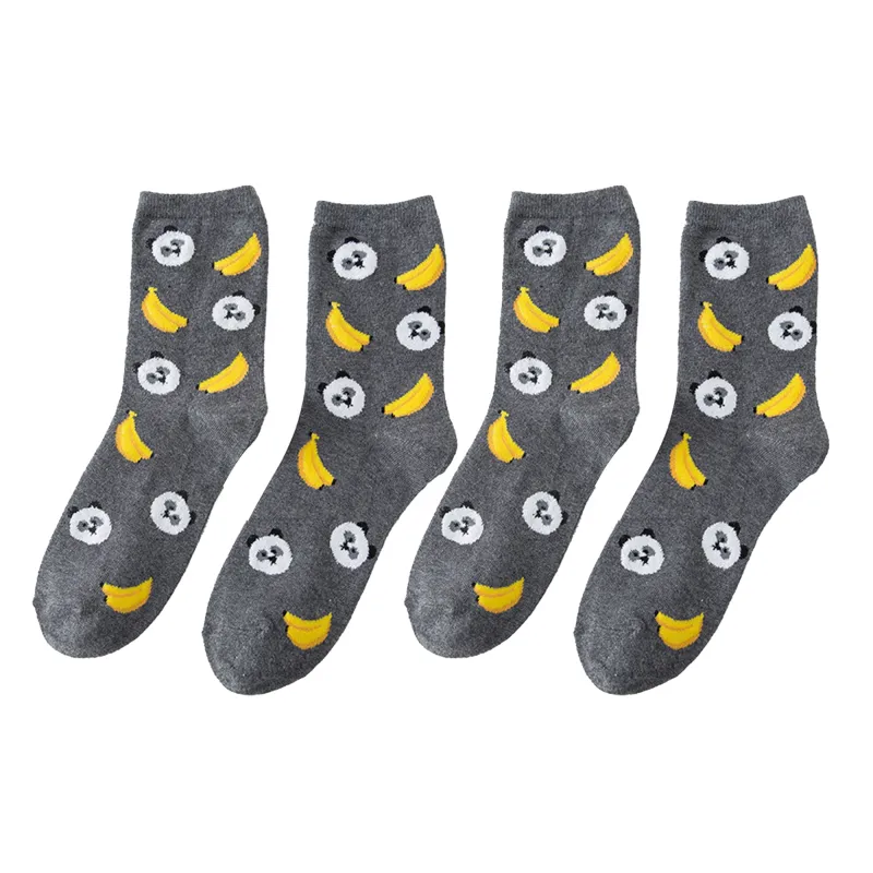 Anna-Kaci Women's 3 Pairs Knit Socks with Cute Cartoon Fruit and Animal Patterns Soft Stretch Fabric Ribbed Cuffs sold by Anna-Kaci
