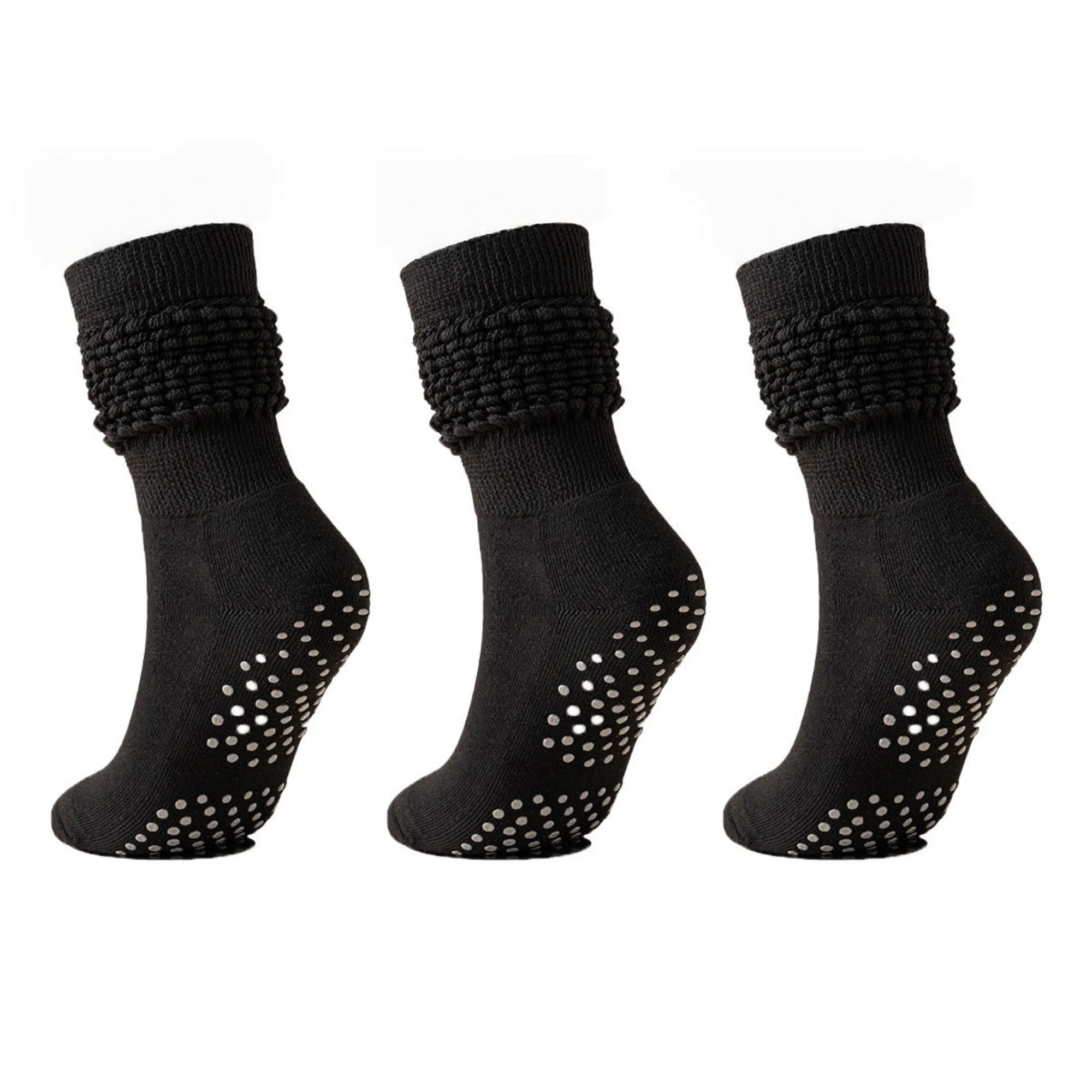 Anna-Kaci Women's 3-Pack Scrunch Grip Socks with Non-Slip Sole Soft Stretch Knit Fabric and Ribbed Ankle Design sold by Anna-Kaci
