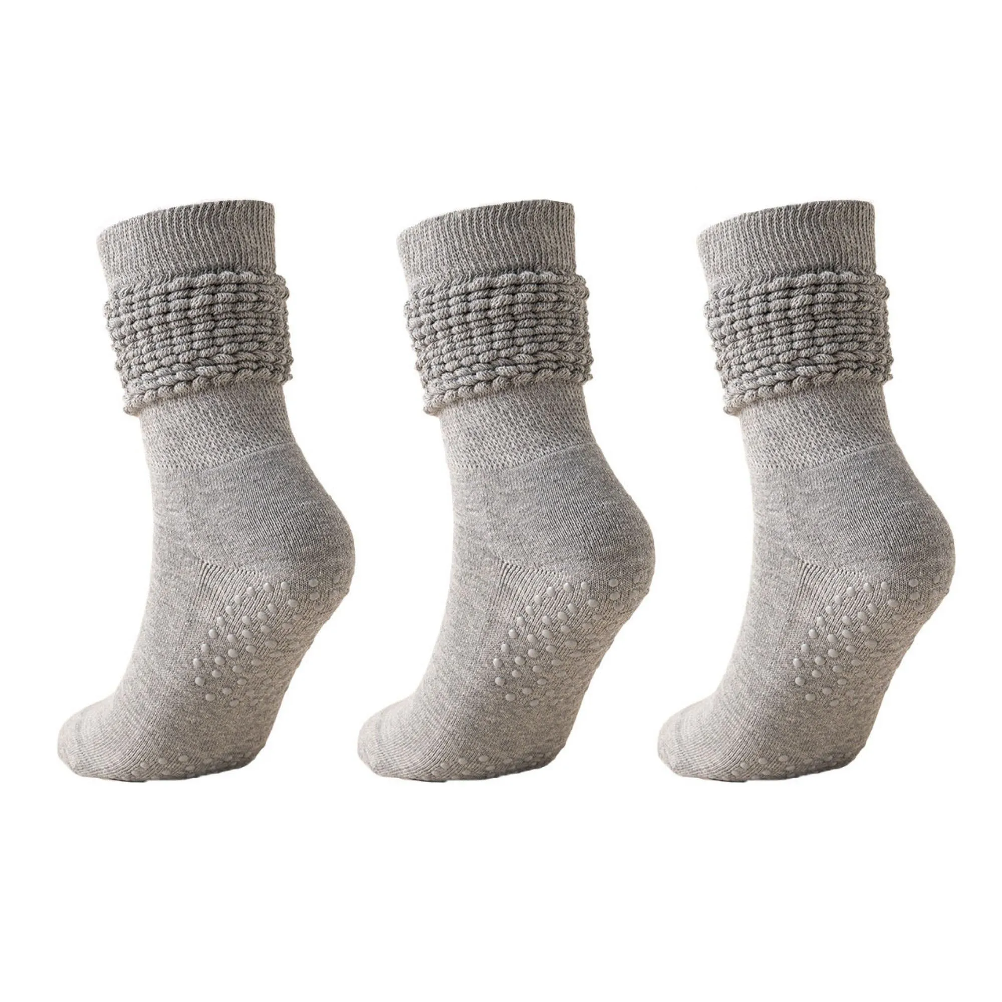Anna-Kaci Women's 3-Pack Scrunch Grip Socks with Non-Slip Sole Soft Stretch Knit Fabric and Ribbed Ankle Design sold by Anna-Kaci product image thumbnail 5