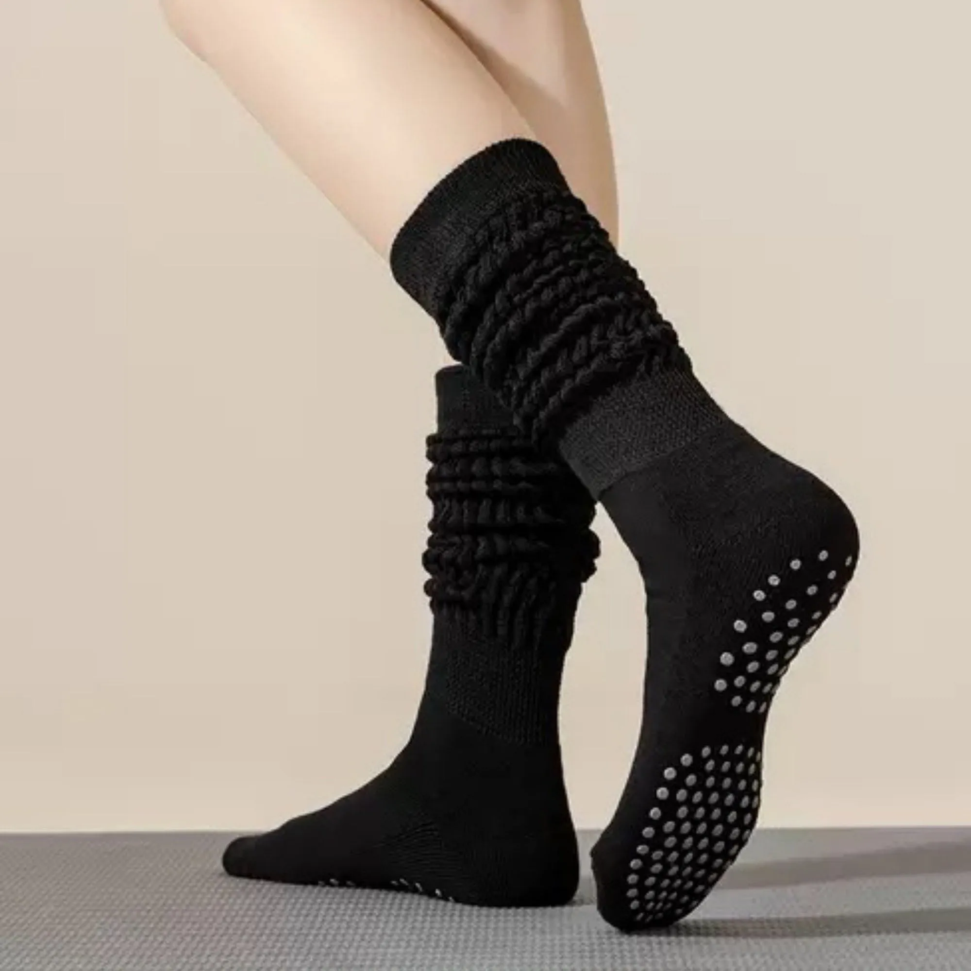 Anna-Kaci Women's 3-Pack Scrunch Grip Socks with Non-Slip Sole Soft Stretch Knit Fabric and Ribbed Ankle Design sold by Anna-Kaci product image thumbnail 2