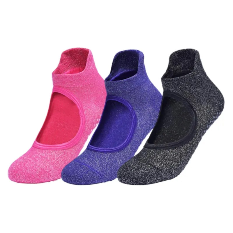 Anna-Kaci Women's 3-Pack Quarter Cut Ballet Grip Socks with Slightly Shiny Stretch Knit and Anti-Slip Sole sold by Anna-Kaci