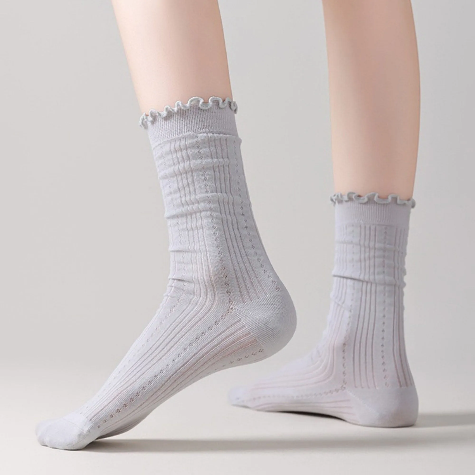 Anna-Kaci Women's 3 Pair Pack Quarter Socks with Knit Patterns Lace Trim and Bow Detail sold by Anna-Kaci product image thumbnail 2