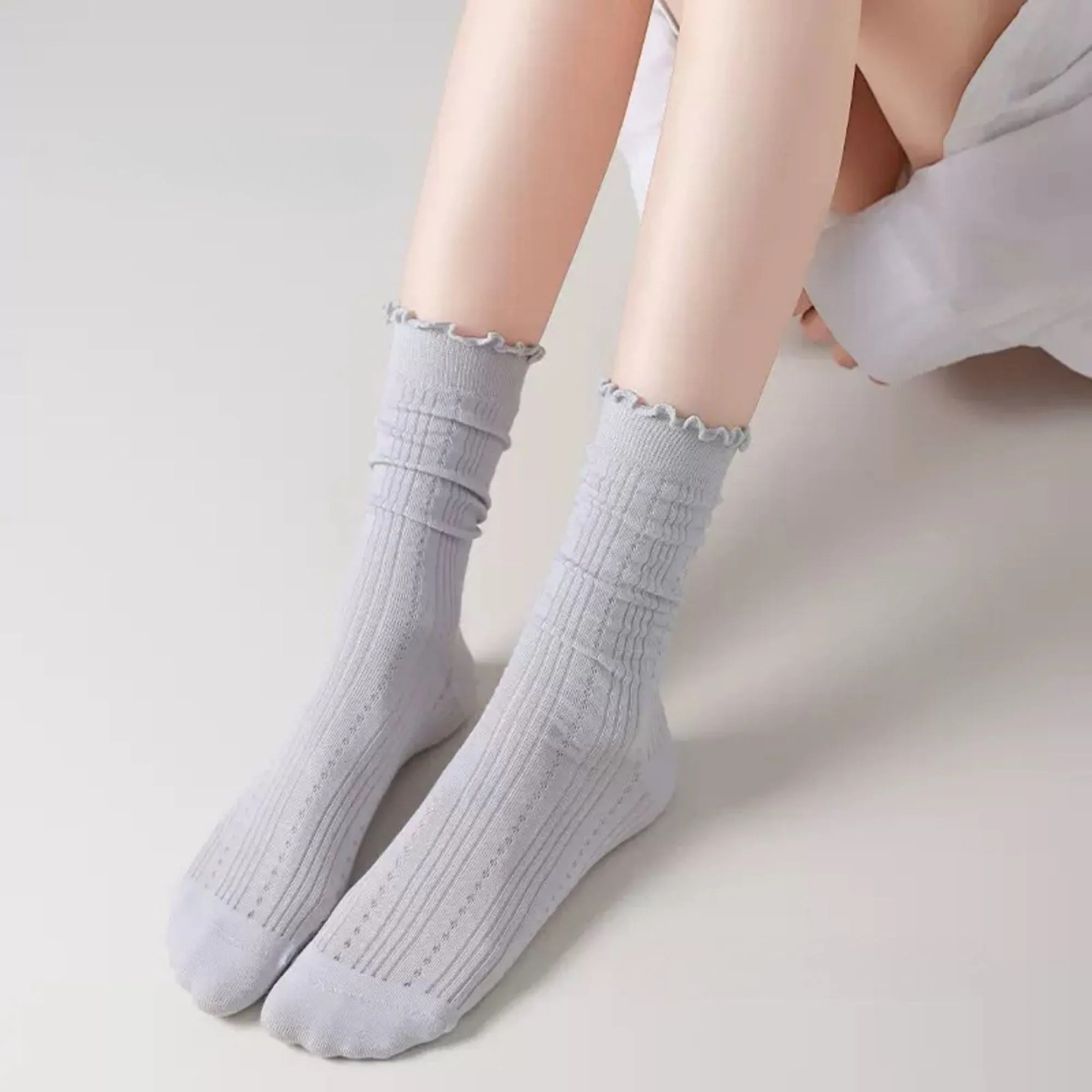 Anna-Kaci Women's 3 Pair Pack Quarter Socks with Knit Patterns Lace Trim and Bow Detail sold by Anna-Kaci product image thumbnail 3