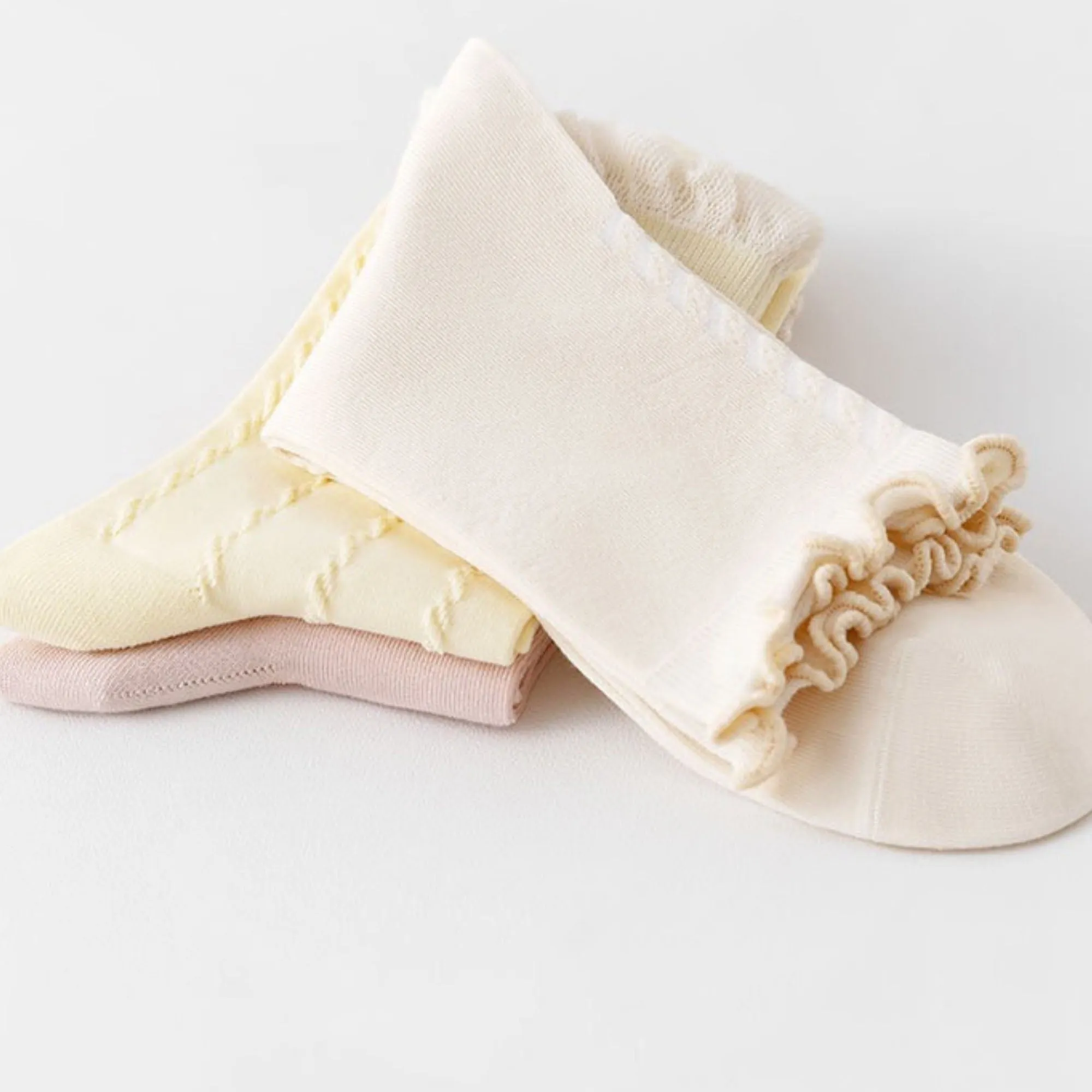 Anna-Kaci Women's 3 Pairs Ruffled Ankle Socks with Scalloped Trim and Soft Knit Fabric sold by Anna-Kaci product image thumbnail 4