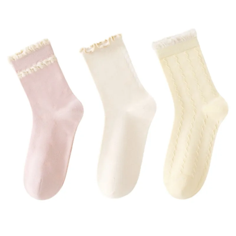 Anna-Kaci Women's 3 Pairs Ruffled Ankle Socks with Scalloped Trim and Soft Knit Fabric sold by Anna-Kaci
