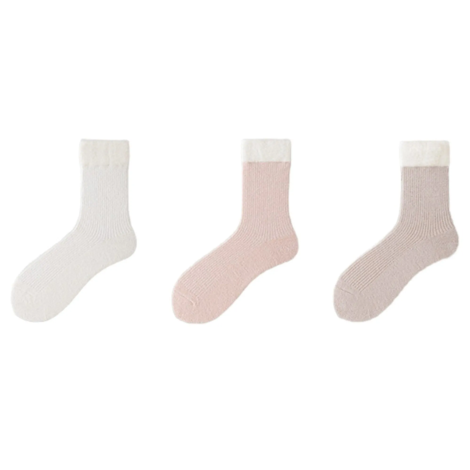 Anna-Kaci Women's 3-Pair Plush Cuffed Crew Socks Soft Knit Ribbed Design Comfortable Everyday Wear sold by Anna-Kaci
