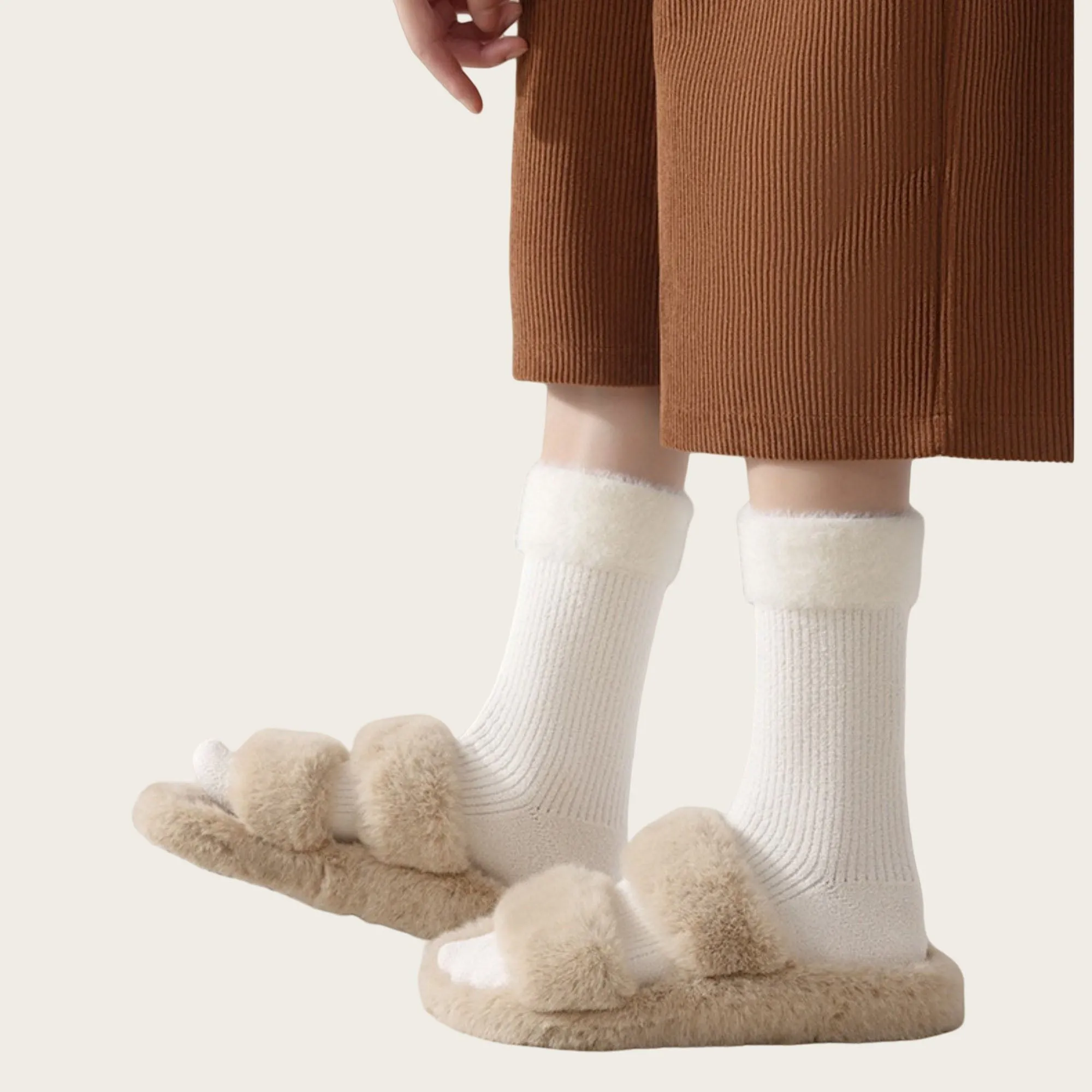 Anna-Kaci Women's 3-Pair Plush Cuffed Crew Socks Soft Knit Ribbed Design Comfortable Everyday Wear sold by Anna-Kaci product image thumbnail 5