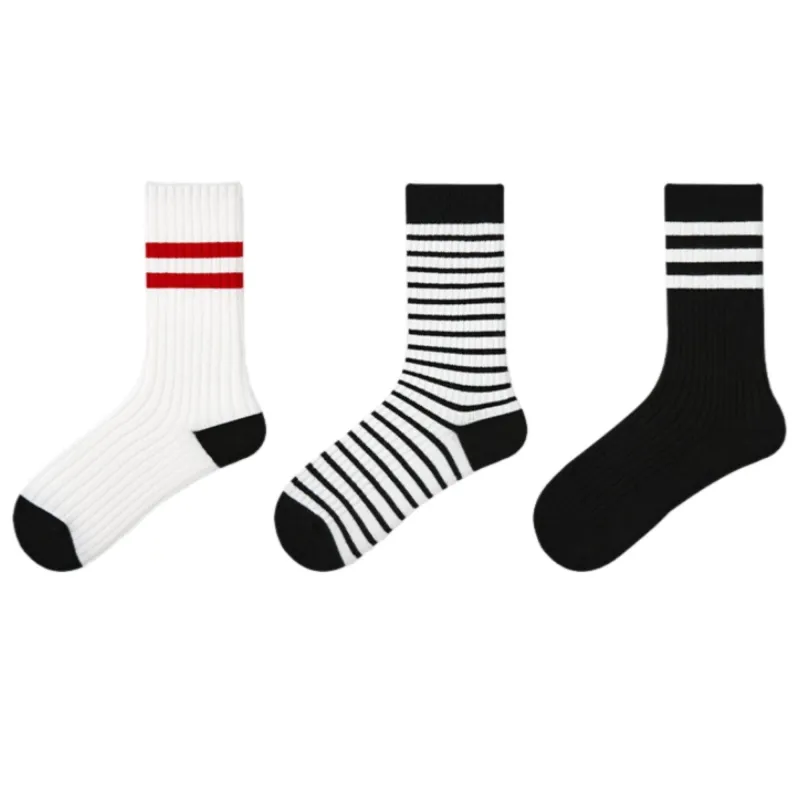 Anna-Kaci Women's 3 Pack Crew Socks Set Ribbed Knit Athletic Stripe and Classic Pattern Casual Everyday Wear sold by Anna-Kaci