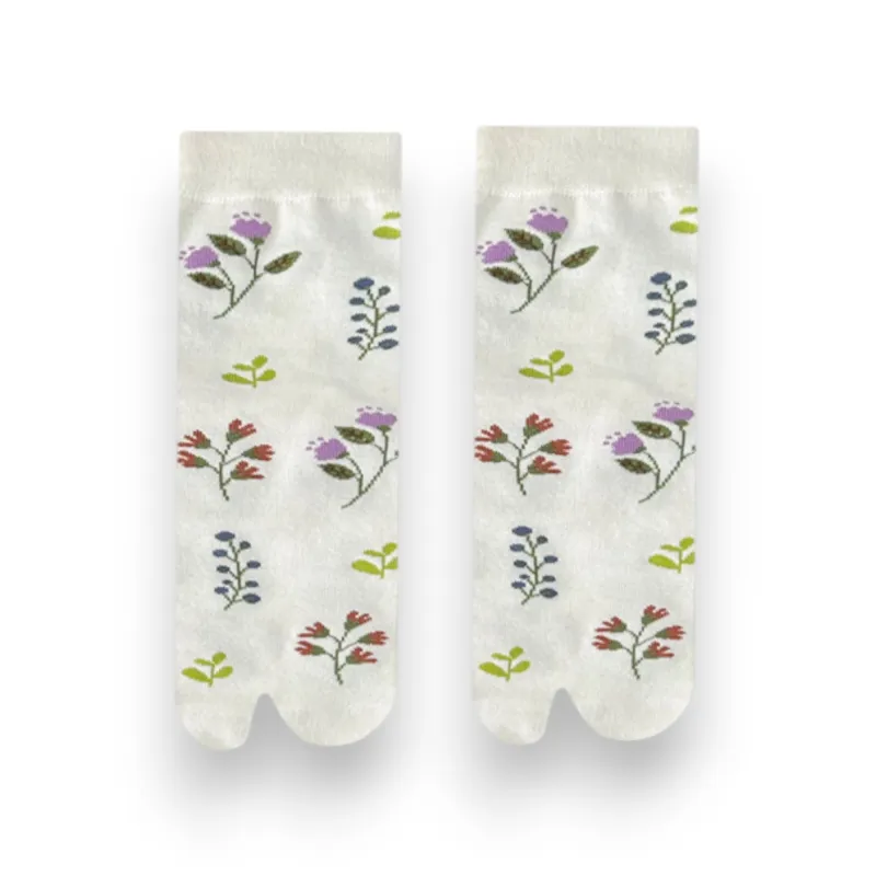 Anna-Kaci Women's 3 Pairs Floral Patterned Split-Toe Socks Soft Cotton Stretch Knit Crew Style sold by Anna-Kaci