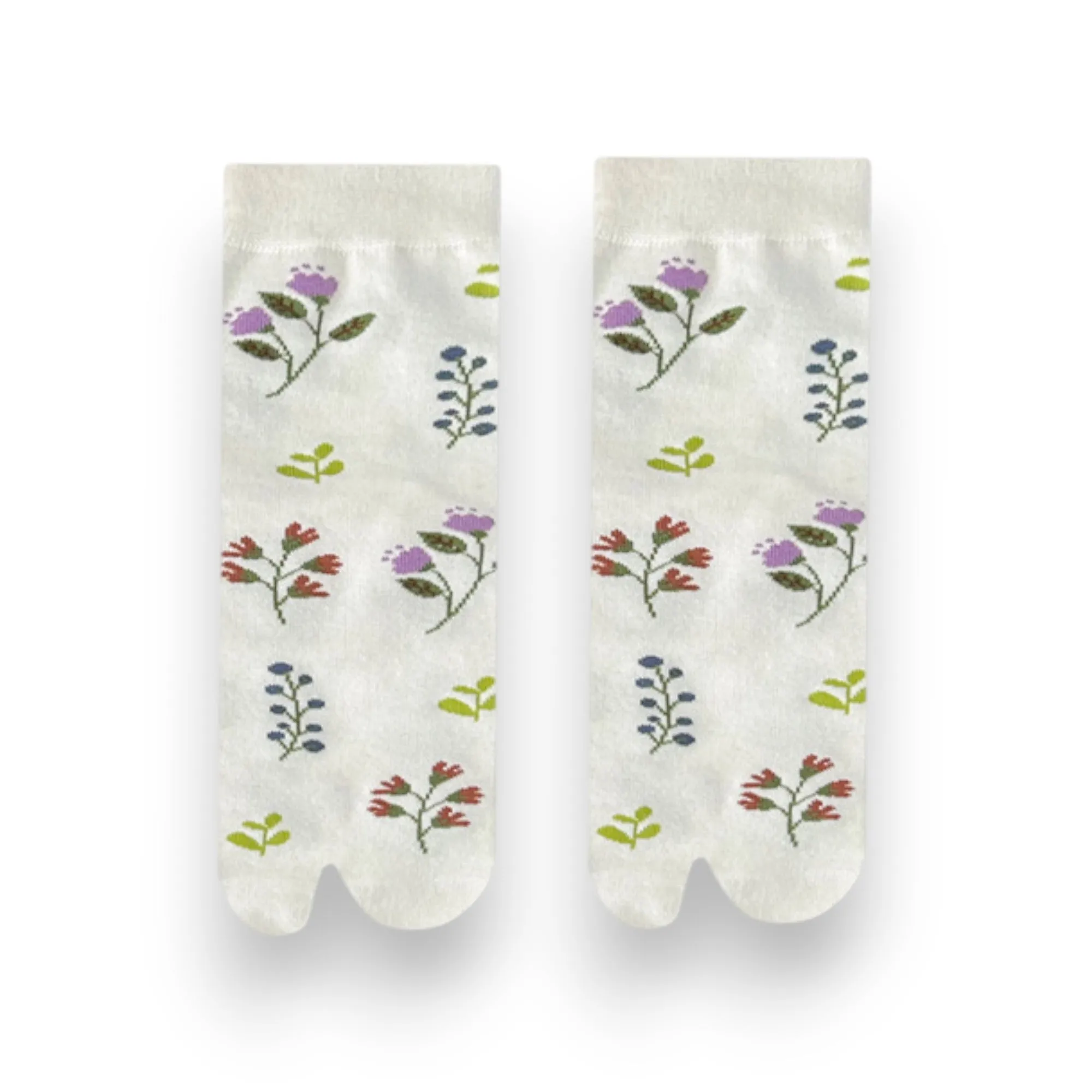 Anna-Kaci Women's 3 Pairs Floral Patterned Split-Toe Socks Soft Cotton Stretch Knit Crew Style sold by Anna-Kaci