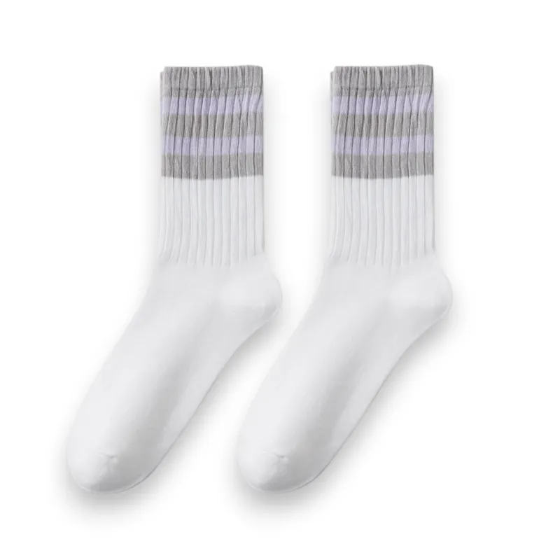 Anna-Kaci Women¡¯s 3-Pack Mid Crew Cotton Socks with Striped Cuffs Ribbed Knit Casual and Easy Matching sold by Anna-Kaci