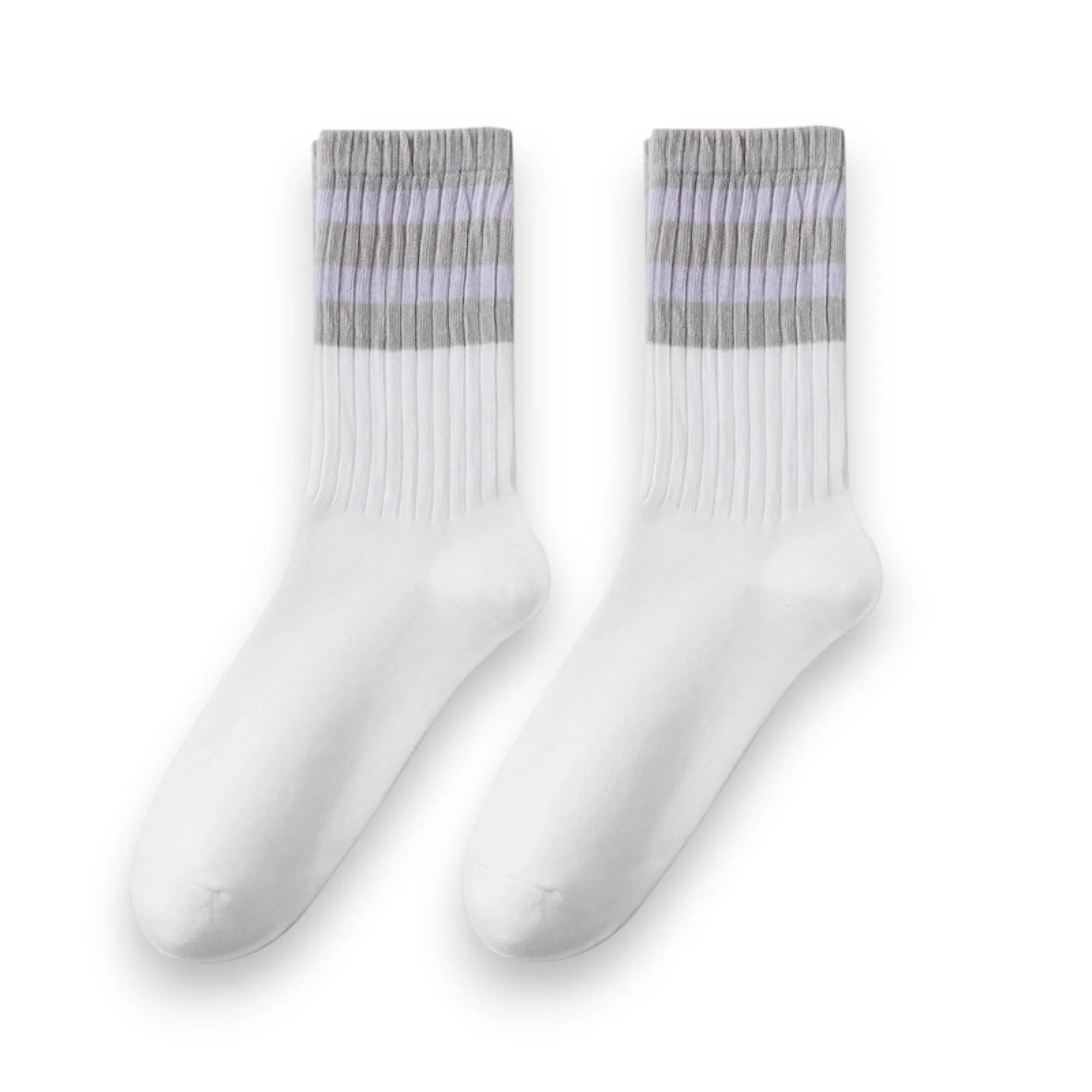 Anna-Kaci Women¡¯s 3-Pack Mid Crew Cotton Socks with Striped Cuffs Ribbed Knit Casual and Easy Matching sold by Anna-Kaci
