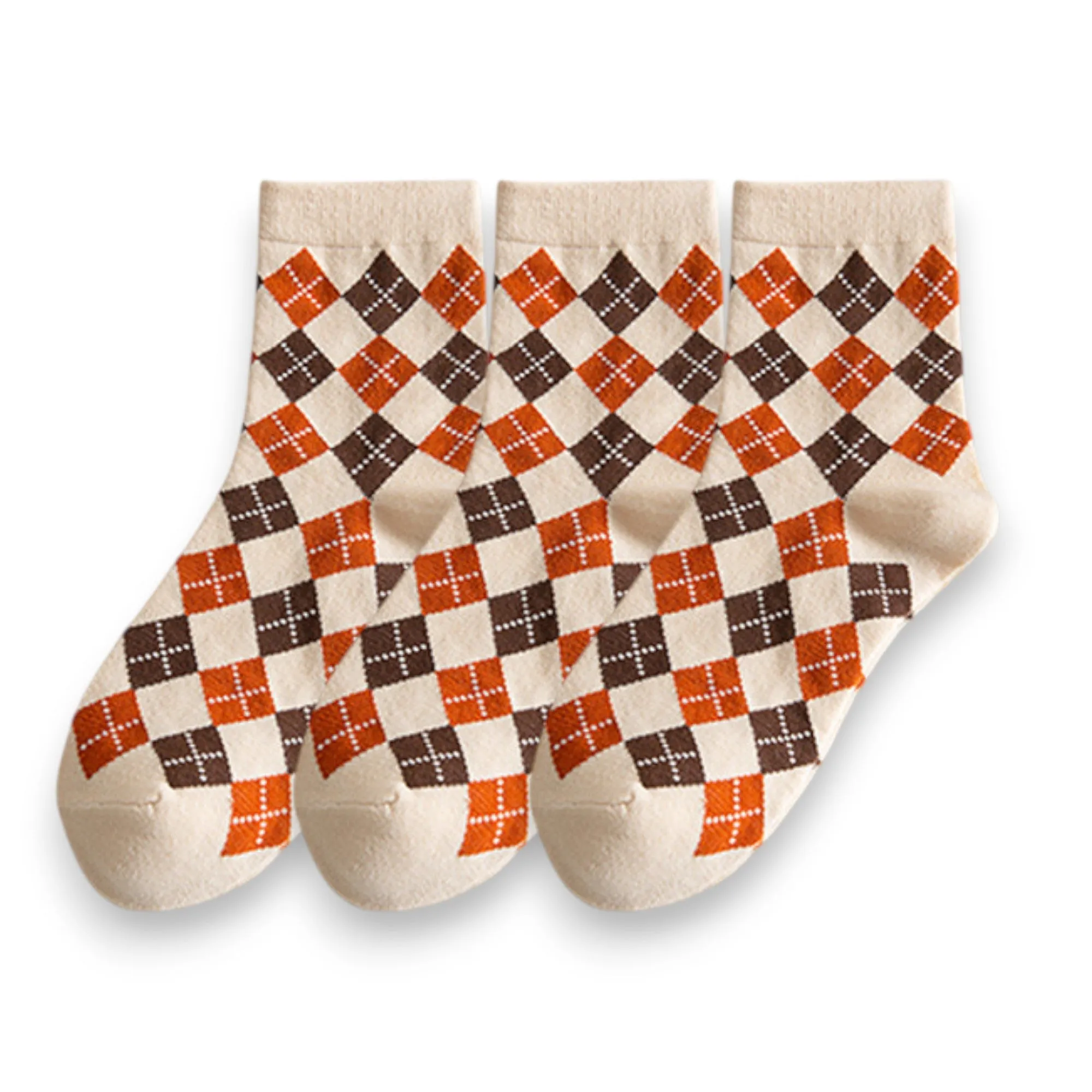 Anna-Kaci Women's 3-Pair Cotton Crew Socks Set with Checkered and Flower Textured Knit Patterns sold by Anna-Kaci product image thumbnail 5