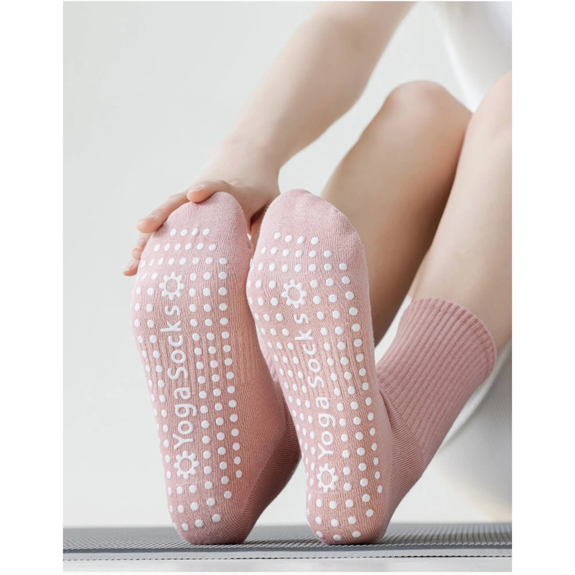 Anna-Kaci 2 Pairs Women's Yoga Non-Slip Crew Socks with Gripped Soles for Pilates and Home Workouts sold by Anna-Kaci product image thumbnail 3