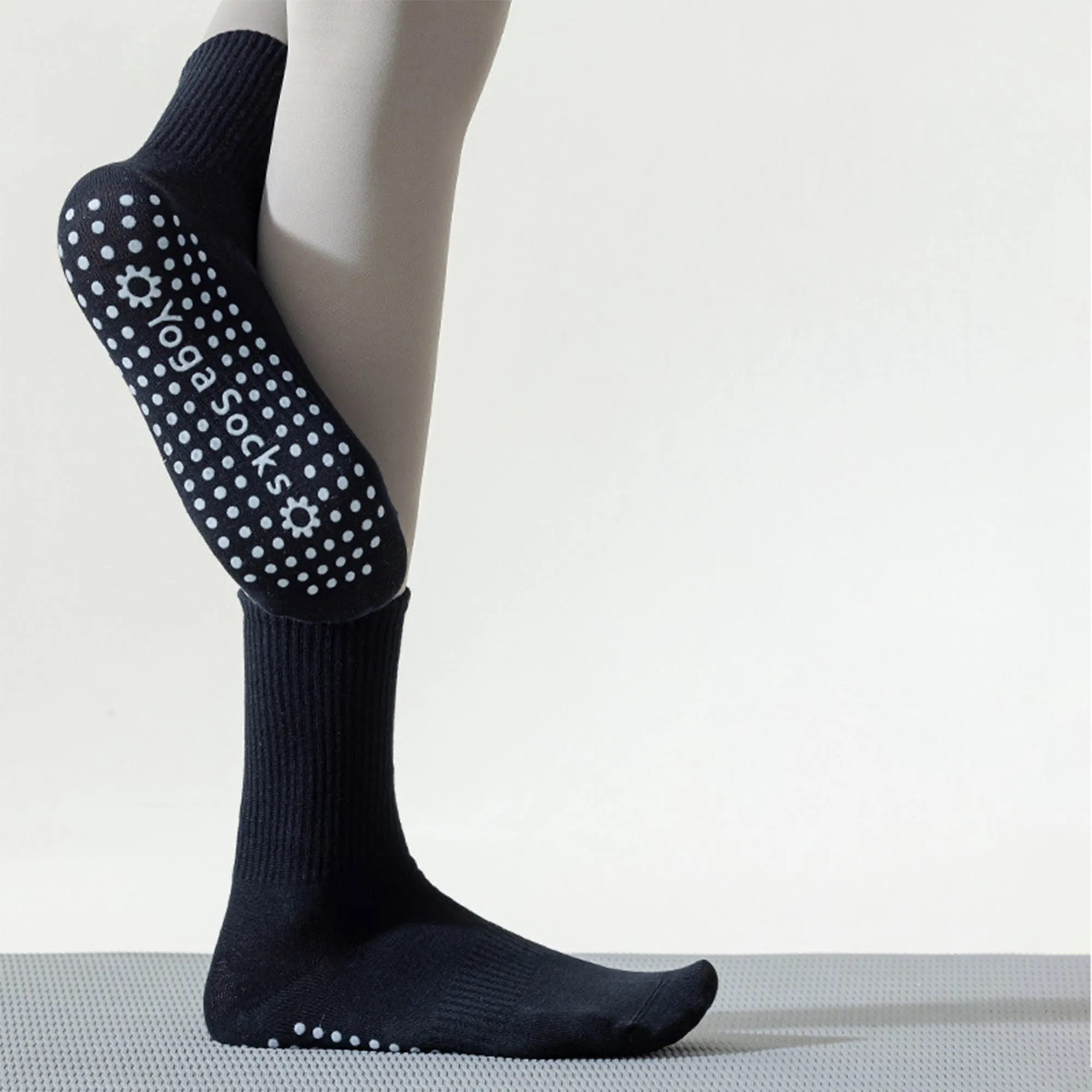 Anna-Kaci 2 Pairs Women's Yoga Non-Slip Crew Socks with Gripped Soles for Pilates and Home Workouts sold by Anna-Kaci product image thumbnail 4