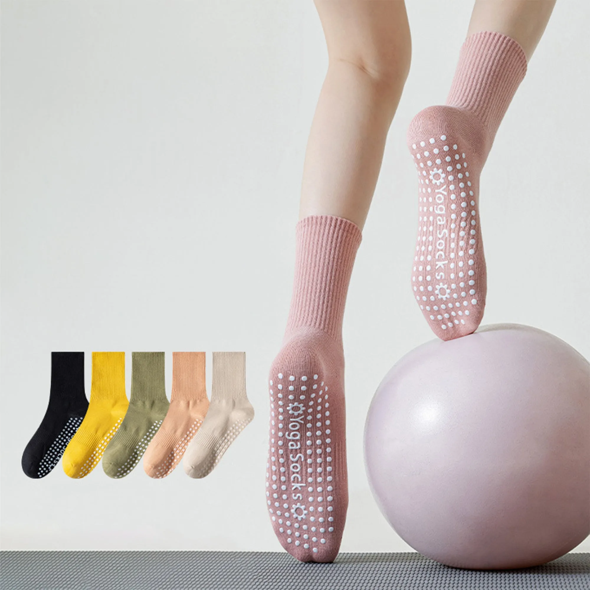 Anna-Kaci 2 Pairs Women's Yoga Non-Slip Crew Socks with Gripped Soles for Pilates and Home Workouts sold by Anna-Kaci product image thumbnail 2