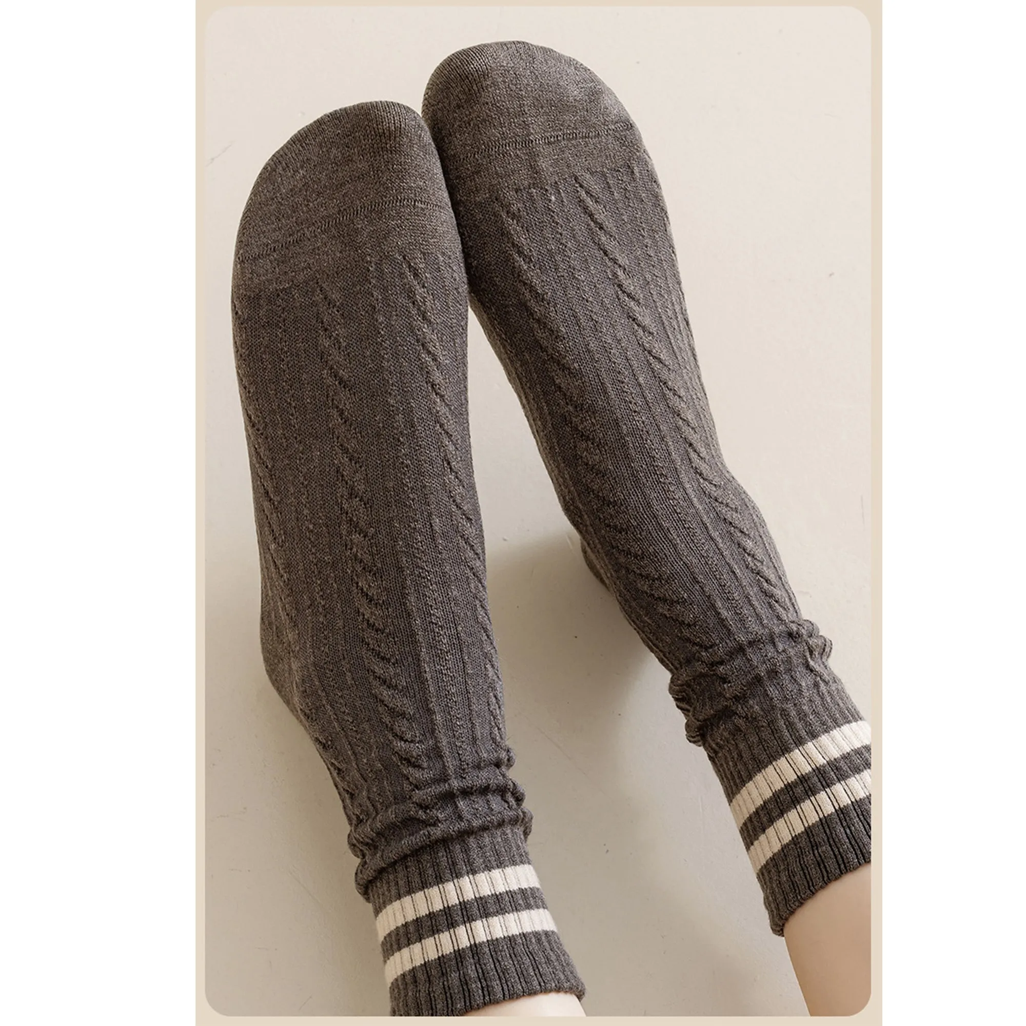Anna-Kaci 3 Pairs Women's Cable Knit Crew Socks with Ribbed Cuffs and Soft Warm Cotton Blend sold by Anna-Kaci product image thumbnail 5