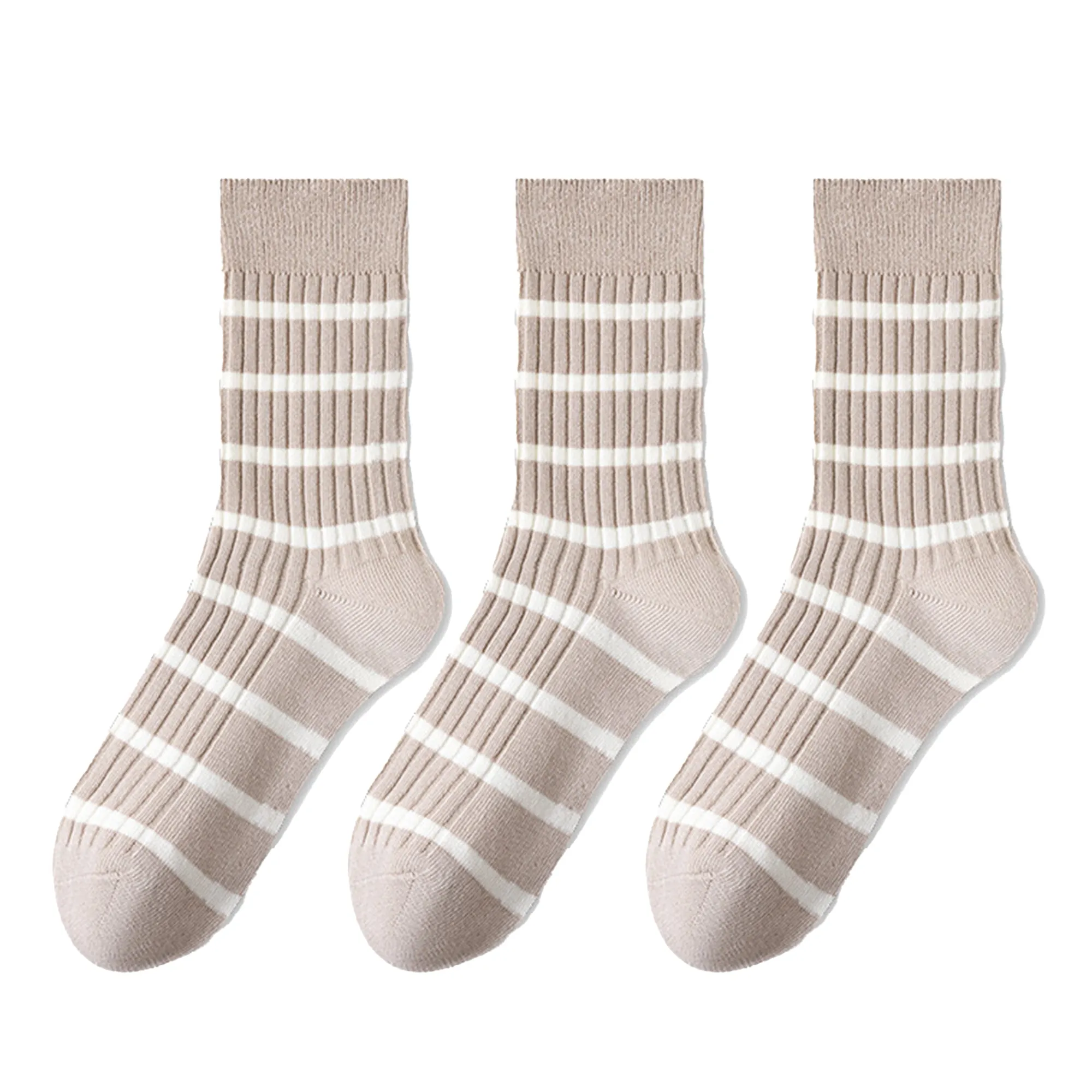 Anna-Kaci 3 Pairs Women's Striped Crew Socks with Ribbed Knit Design and Anti-Pilling Cotton Blend sold by Anna-Kaci