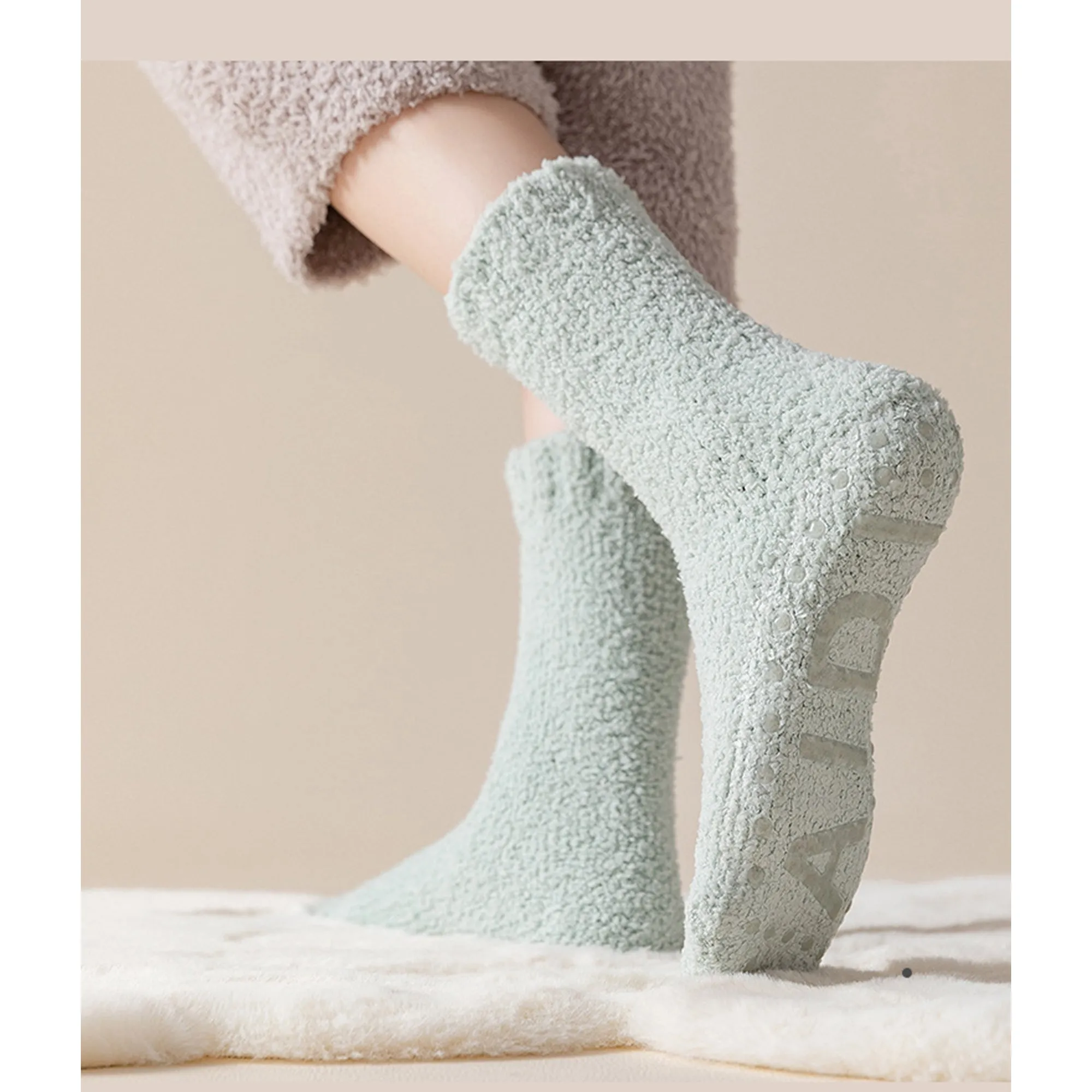 Anna-Kaci 3 Pairs Women's Plush Non-Slip Crew Socks with Thick Fleece Lining and Cozy Warm Fit sold by Anna-Kaci product image thumbnail 3
