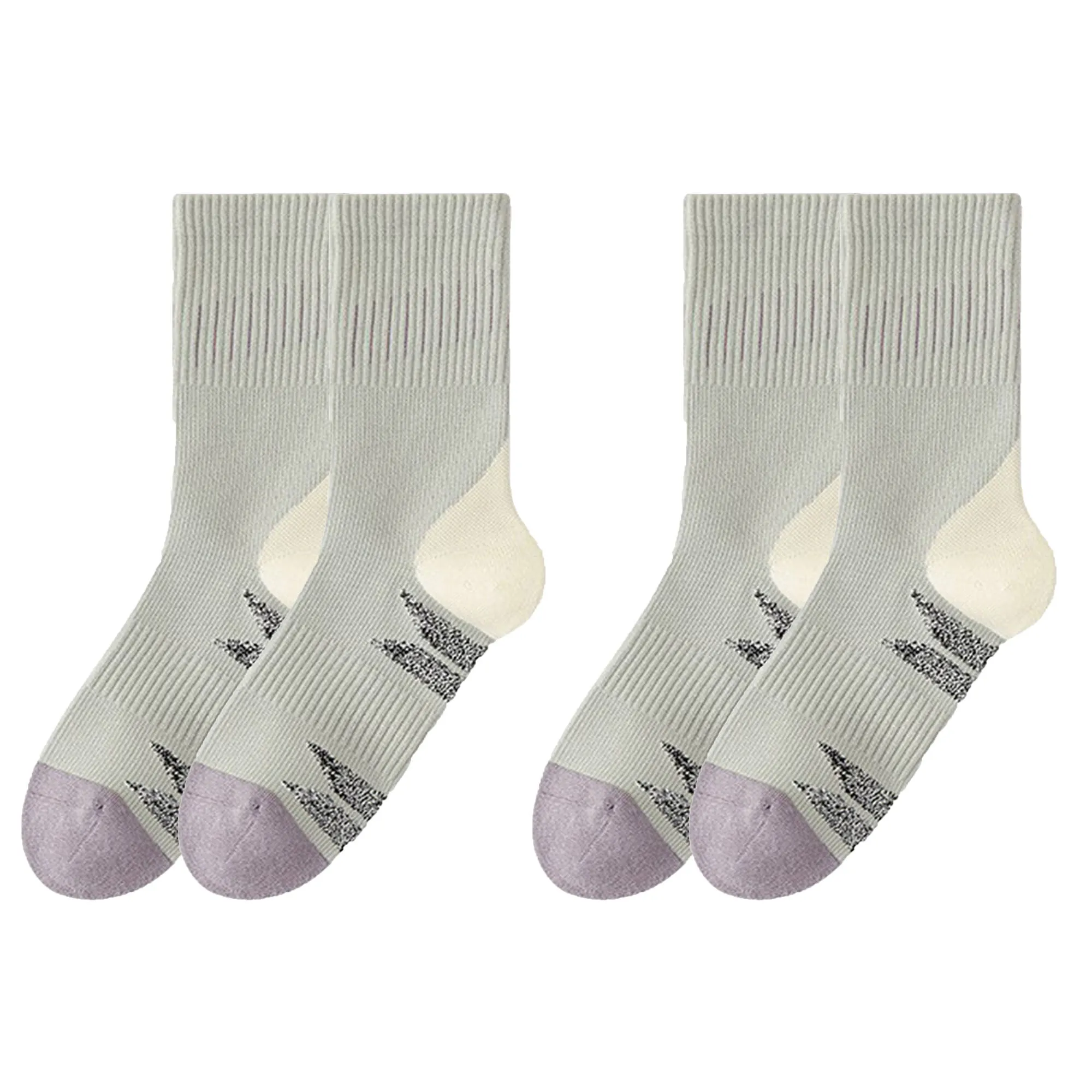 Anna-Kaci Women's 2-Pair Ribbed Crew Socks with Contrast Toe and Heel Design and Modern Abstract Knit Pattern sold by Anna-Kaci