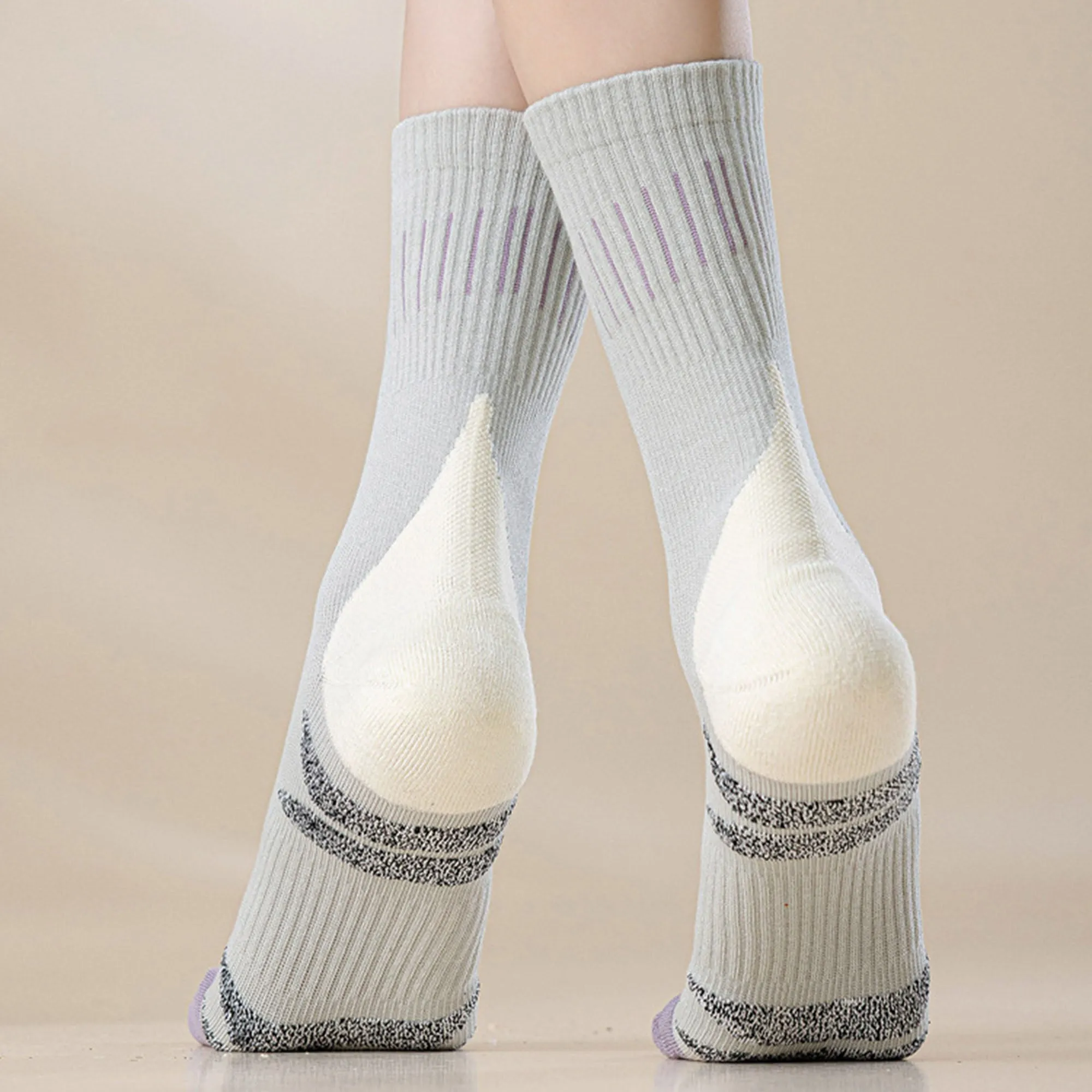 Anna-Kaci Women's 2-Pair Ribbed Crew Socks with Contrast Toe and Heel Design and Modern Abstract Knit Pattern sold by Anna-Kaci product image thumbnail 5
