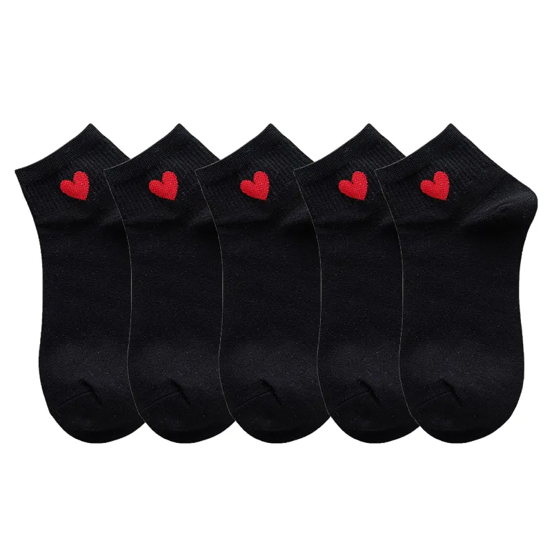 Anna-Kaci Women's 5-Pair Ankle Socks with Ribbed Cuff and Embroidered Heart Accent for Everyday Comfort and Style sold by Anna-Kaci