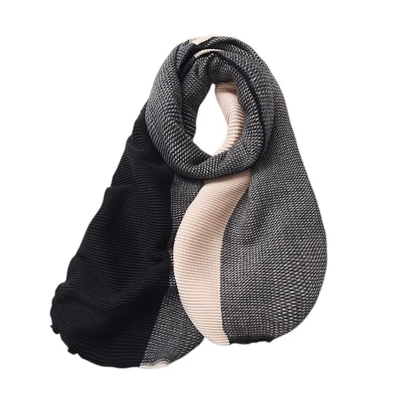 Anna-Kaci Women's Color Block Woven Scarf with Soft Cozy Fabric Modern Neutral Tones and Textured Design sold by Anna-Kaci