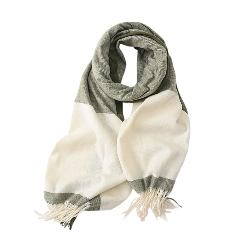 Anna-Kaci Women's Striped Woven Scarf with Soft Cozy Fabric Two-Tone Design and Fringe Trim Detailing sold by Anna-Kaci