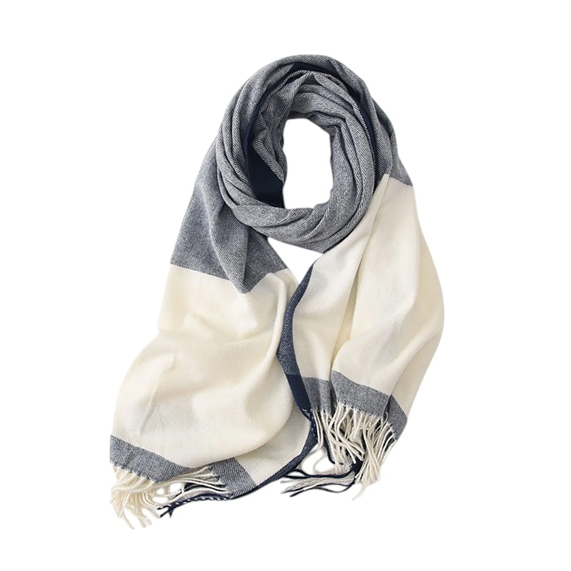 Anna-Kaci Women's Striped Woven Scarf with Soft Cozy Fabric Two-Tone Design and Fringe Trim Detailing sold by Anna-Kaci product image thumbnail 5