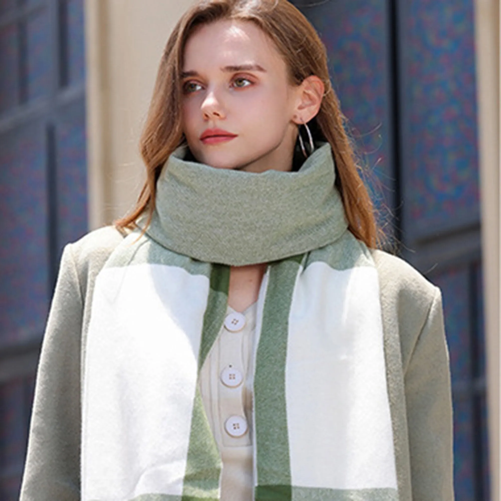 Anna-Kaci Women's Striped Woven Scarf with Soft Cozy Fabric Two-Tone Design and Fringe Trim Detailing sold by Anna-Kaci product image thumbnail 3