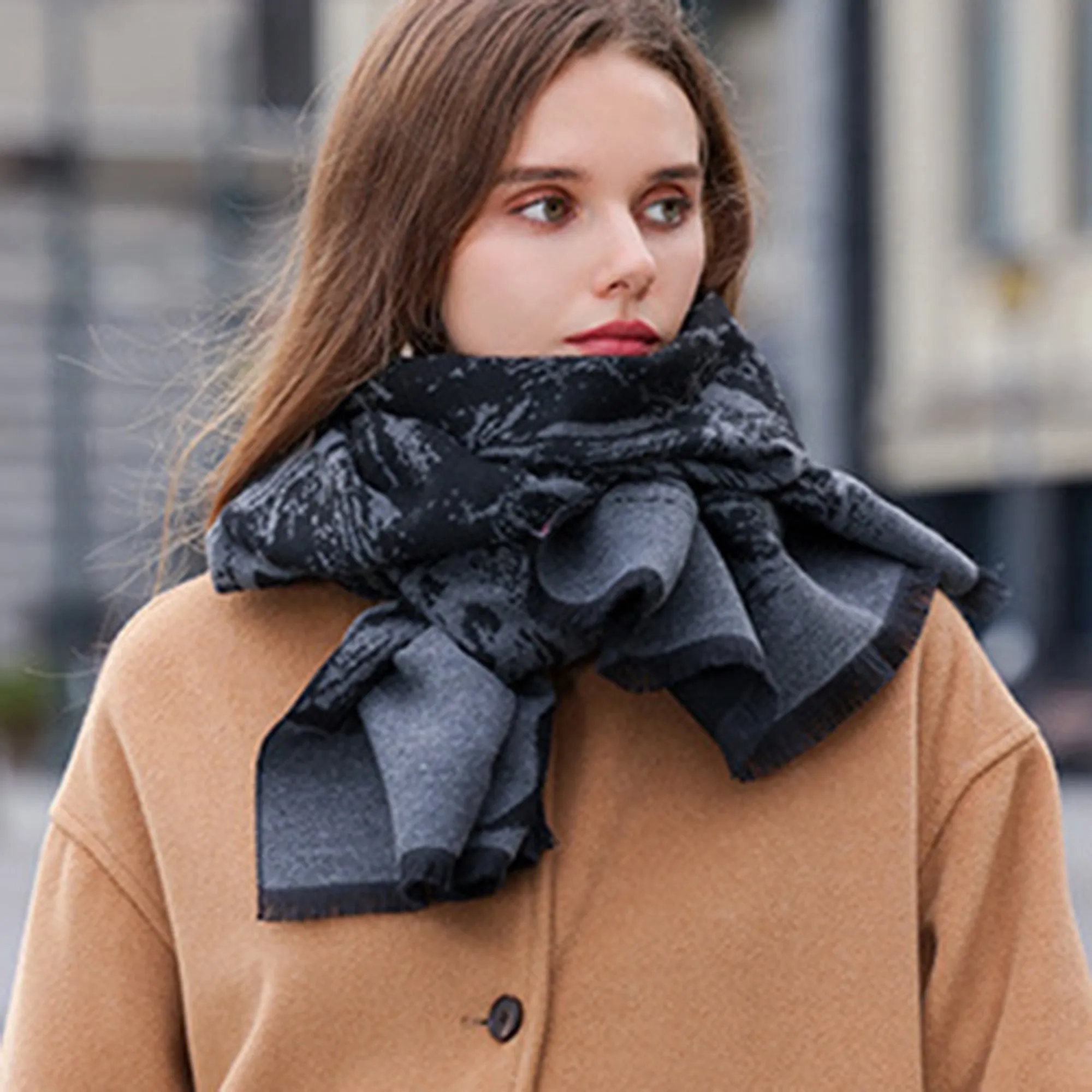 Anna-Kaci Women's Abstract Print Woven Scarf with Soft Lightweight Fabric Modern Pattern and Frayed Edge Detailing sold by Anna-Kaci product image thumbnail 4