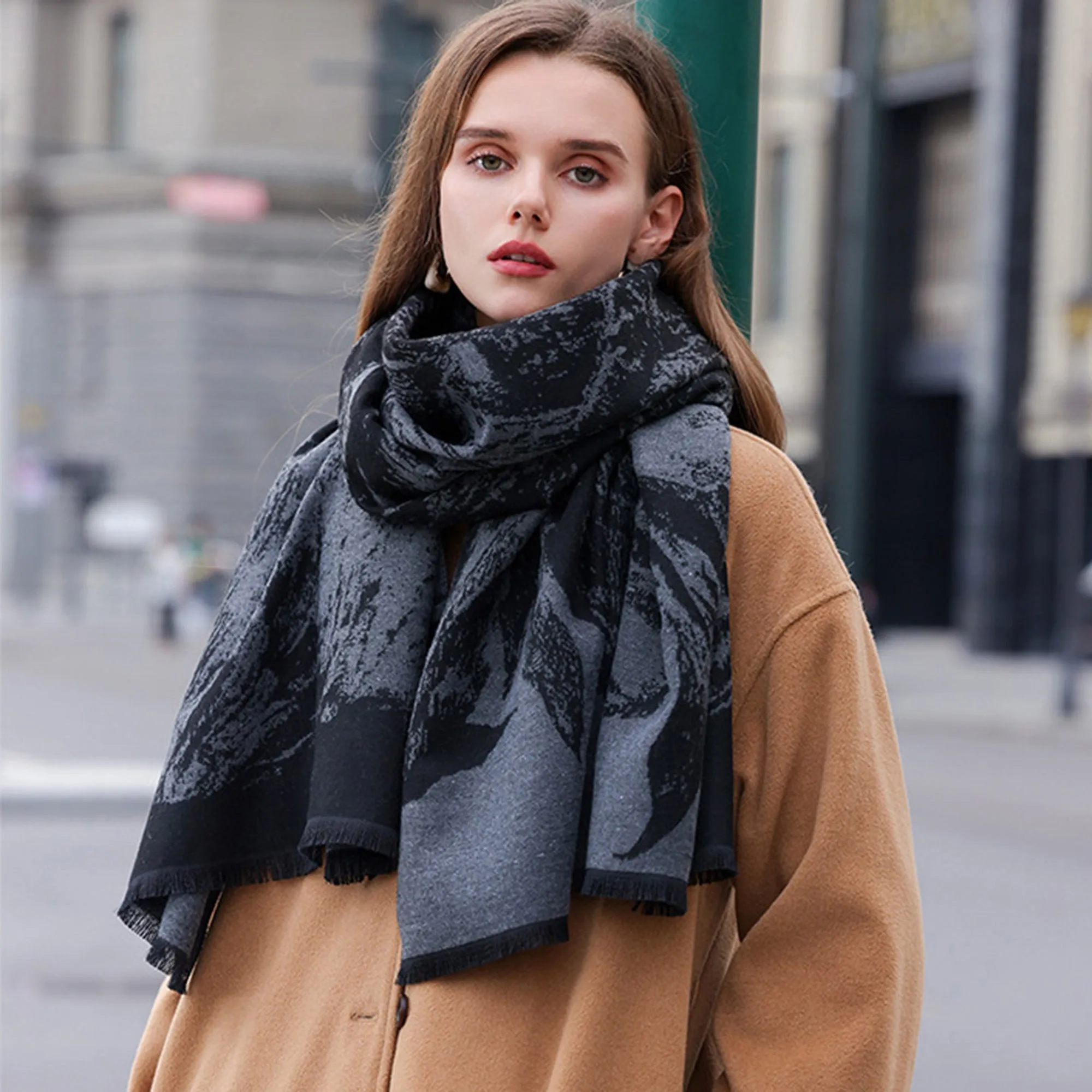 Anna-Kaci Women's Abstract Print Woven Scarf with Soft Lightweight Fabric Modern Pattern and Frayed Edge Detailing sold by Anna-Kaci product image thumbnail 2