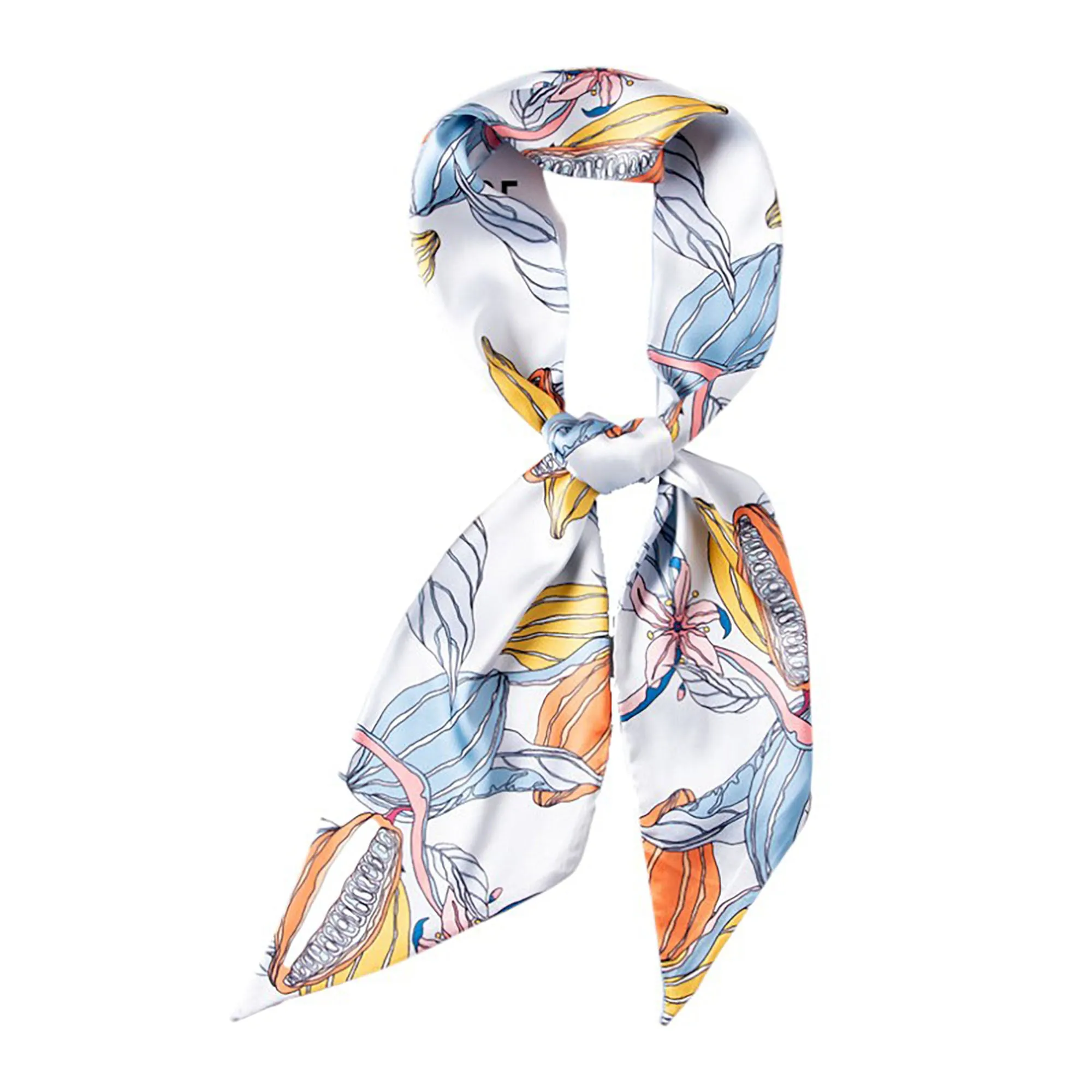 Anna-Kaci Women's Multicolor Floral Print Silky Scarf with Soft Lightweight Fabric Versatile Square Neck and Hair Accessory sold by Anna-Kaci