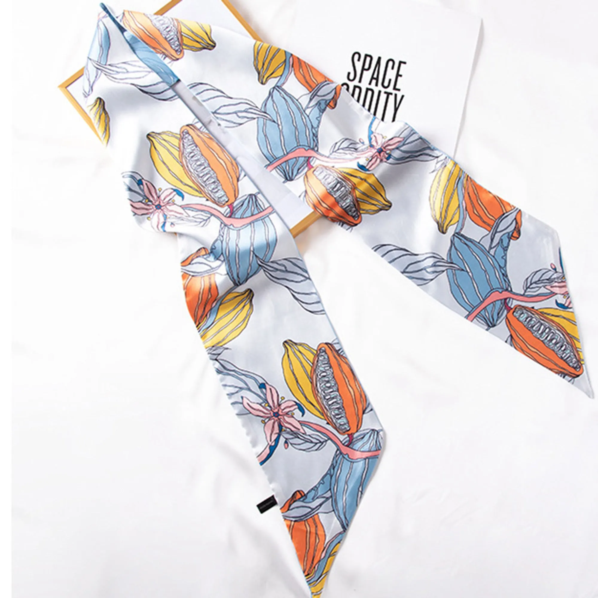 Anna-Kaci Women's Multicolor Floral Print Silky Scarf with Soft Lightweight Fabric Versatile Square Neck and Hair Accessory sold by Anna-Kaci product image thumbnail 5