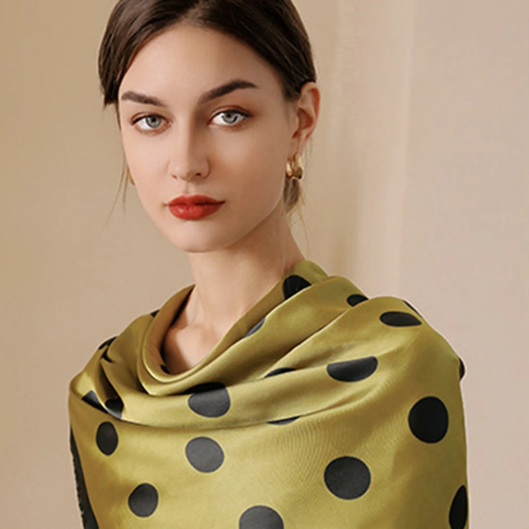 Anna-Kaci Women's Polka Dot Print Square Scarf with Soft Silky Fabric Lightweight Versatile Neck and Hair Accessory sold by Anna-Kaci product image thumbnail 3