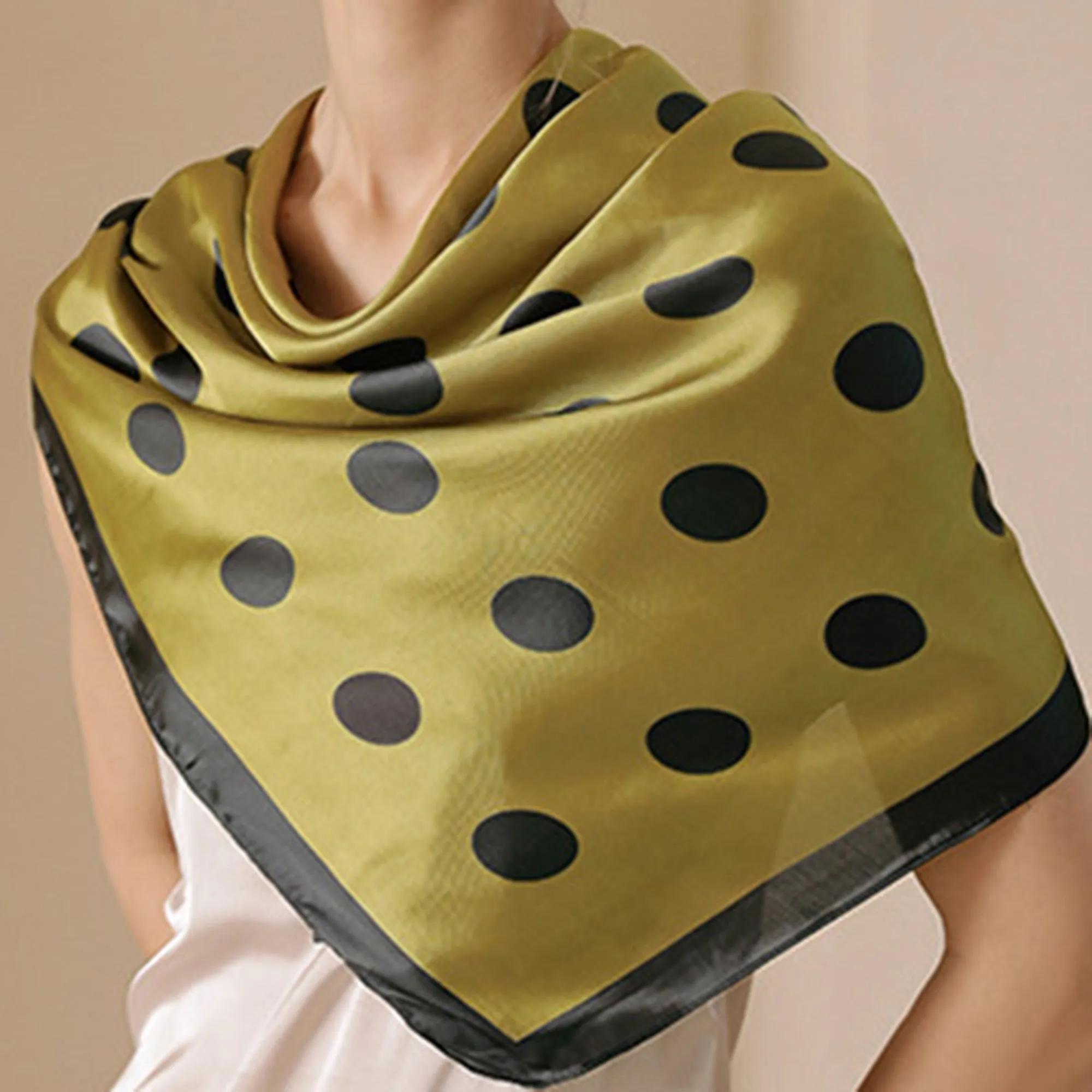 Anna-Kaci Women's Polka Dot Print Square Scarf with Soft Silky Fabric Lightweight Versatile Neck and Hair Accessory sold by Anna-Kaci product image thumbnail 4