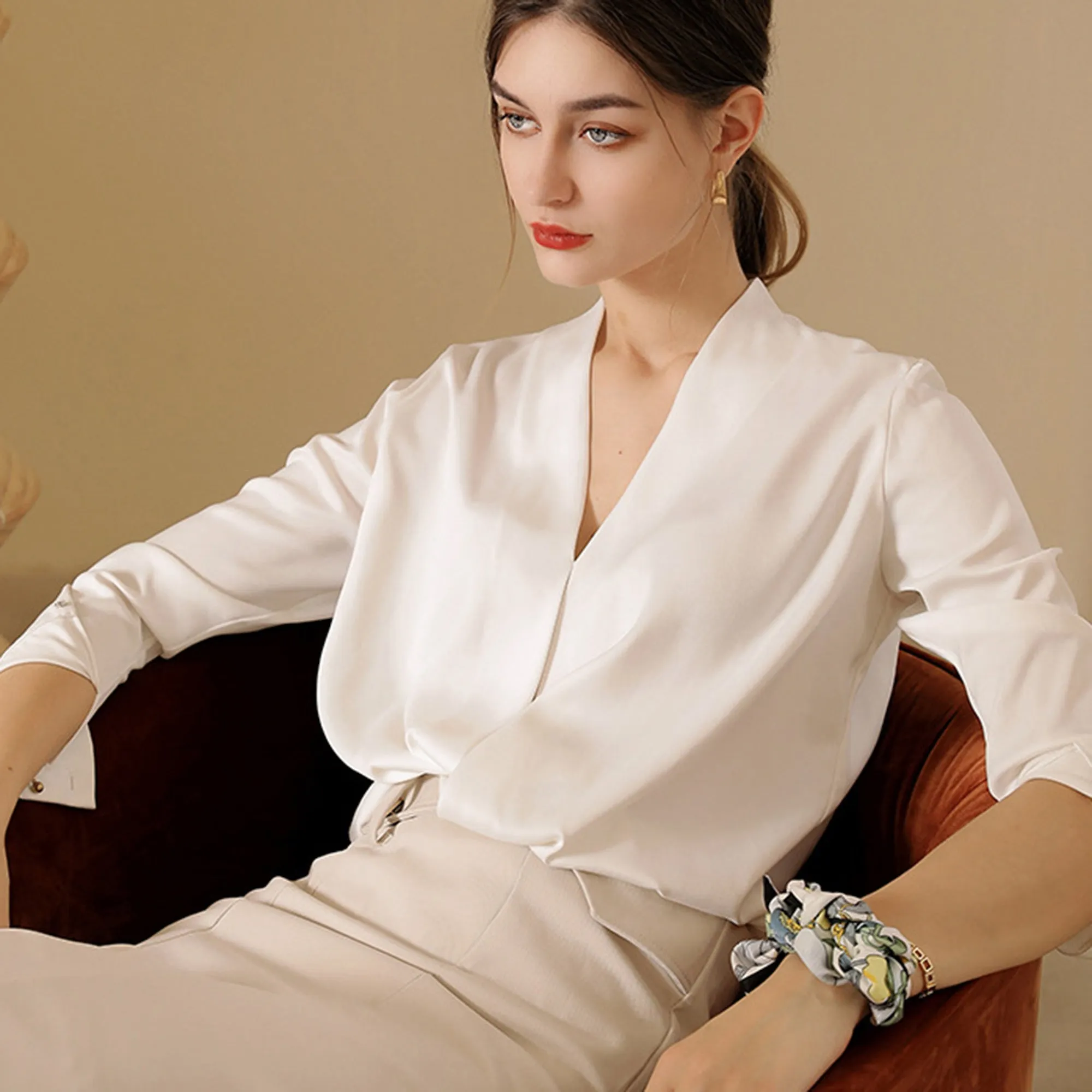 Anna-Kaci Women's Floral Print Silky Scarf with Lightweight Soft Fabric Versatile Square Neck and Hair Accessory sold by Anna-Kaci product image thumbnail 5