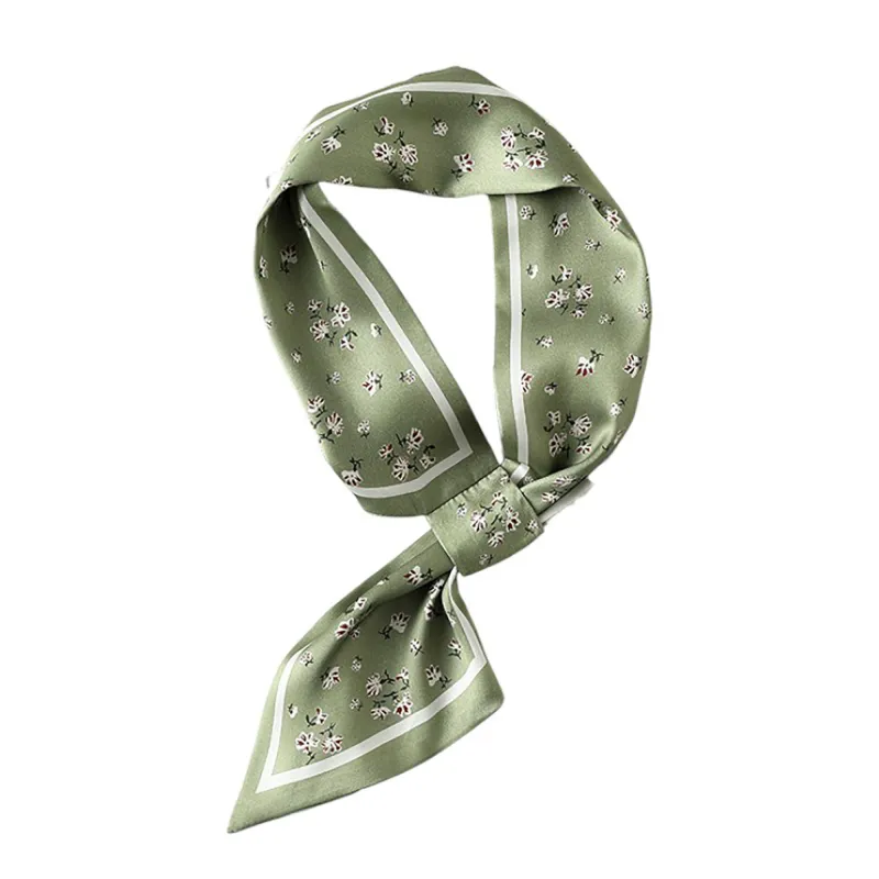 Anna-Kaci Women's Small Floral Print Silky Scarf with Lightweight Soft Fabric Versatile Square Neck and Hair Accessory sold by Anna-Kaci