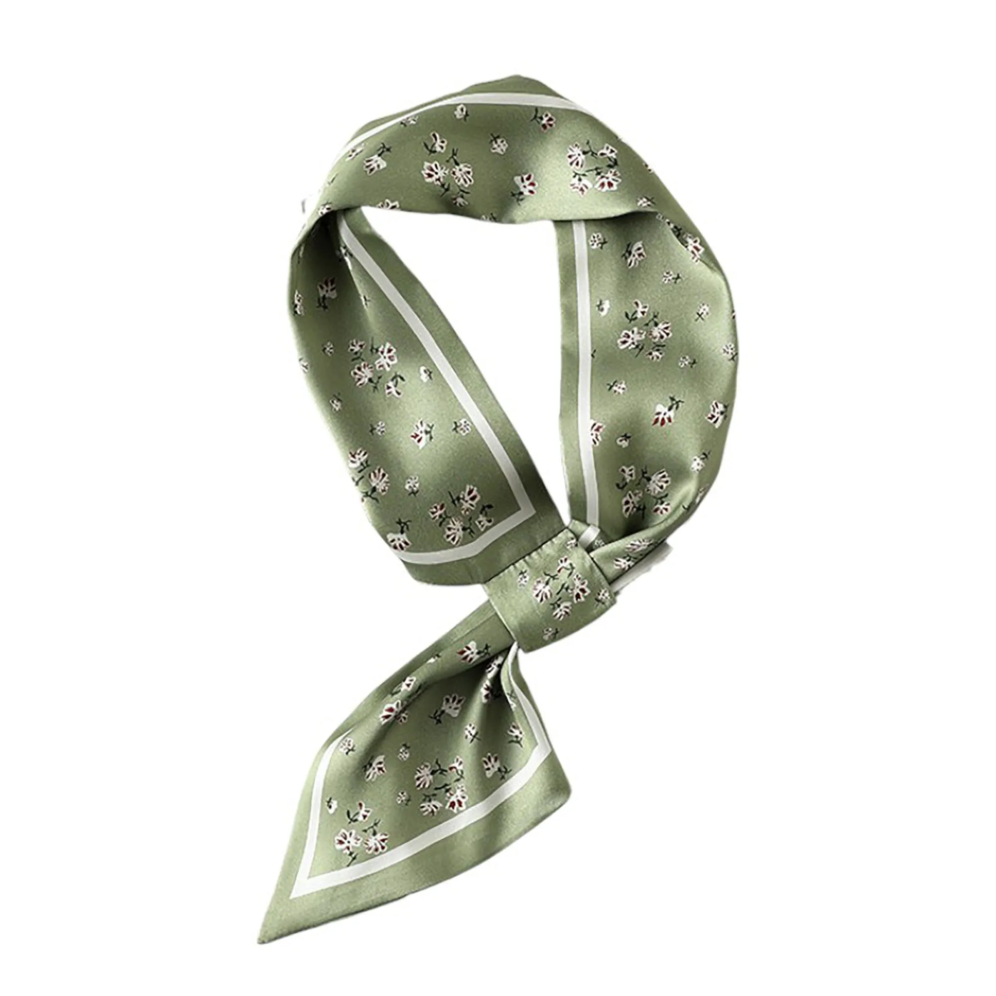 Anna-Kaci Women's Small Floral Print Silky Scarf with Lightweight Soft Fabric Versatile Square Neck and Hair Accessory sold by Anna-Kaci