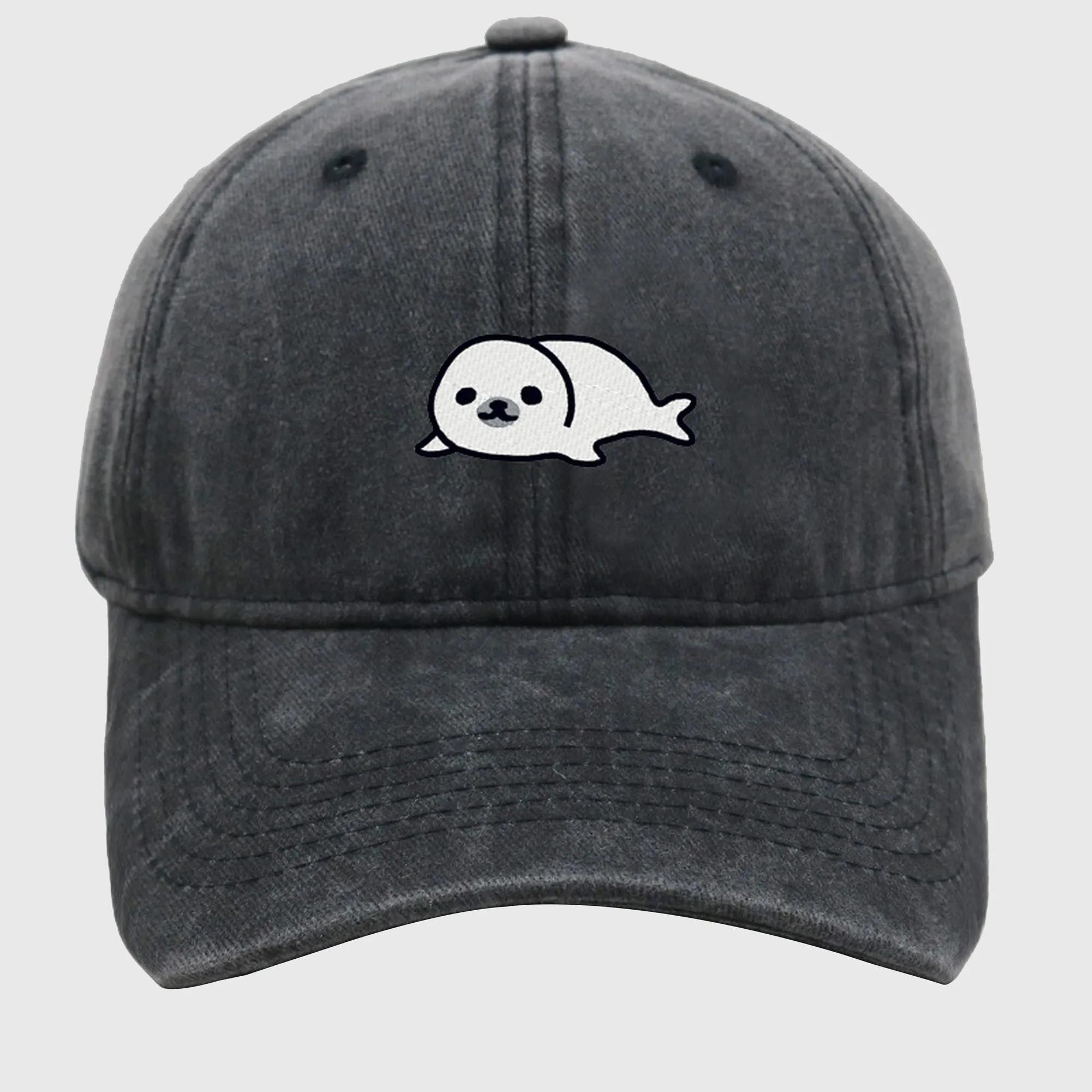 Anna-Kaci Women's Vintage Washed Baseball Cap with Cute Seal Embroidery sold by Anna-Kaci