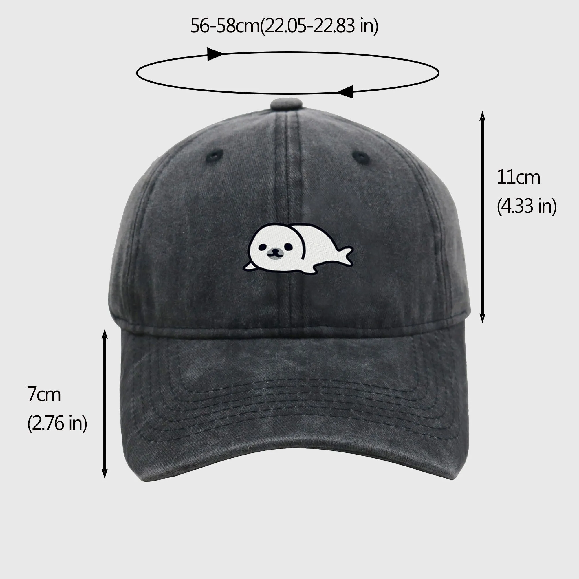 Anna-Kaci Women's Vintage Washed Baseball Cap with Cute Seal Embroidery sold by Anna-Kaci product image thumbnail 5