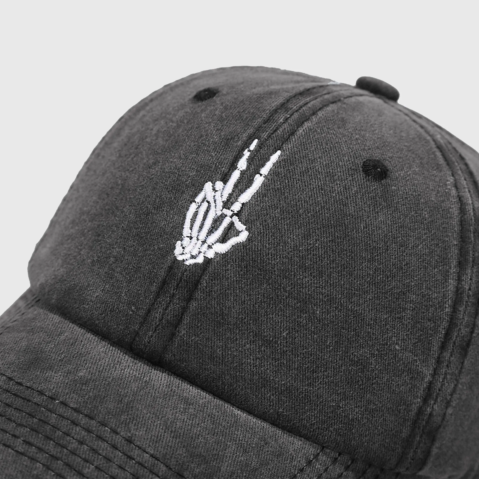 Anna-Kaci Women's Vintage Washed Baseball Cap with Skeleton Peace Sign Embroidery sold by Anna-Kaci product image thumbnail 4