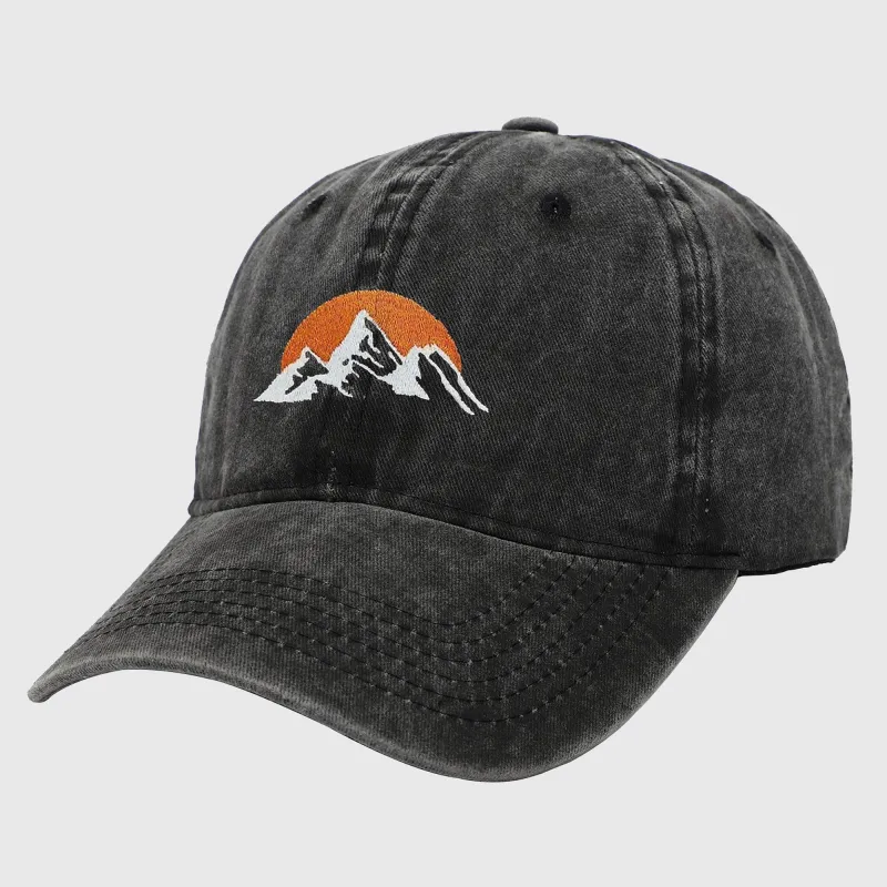 Anna-Kaci Women's Vintage Washed Mountain Sunset Embroidered Baseball Cap sold by Anna-Kaci